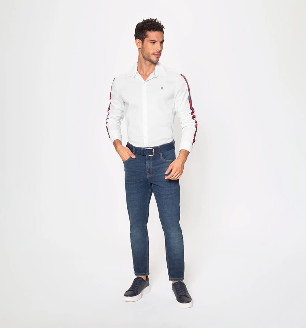 Camisa manga larga slim fit con cinta en - imagen 1