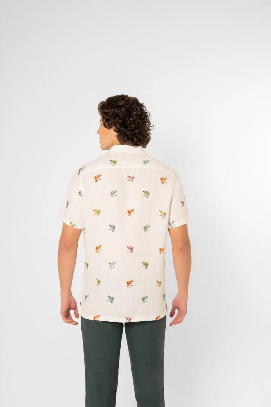 Men's linen shirt frog - imagen 6