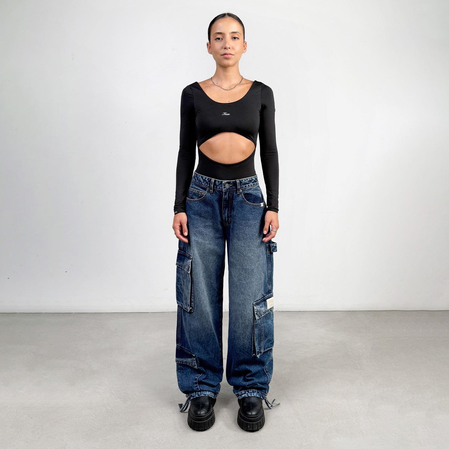 Cargo Multi-Pocket Denim Pants - Deep Blue - imagen 4