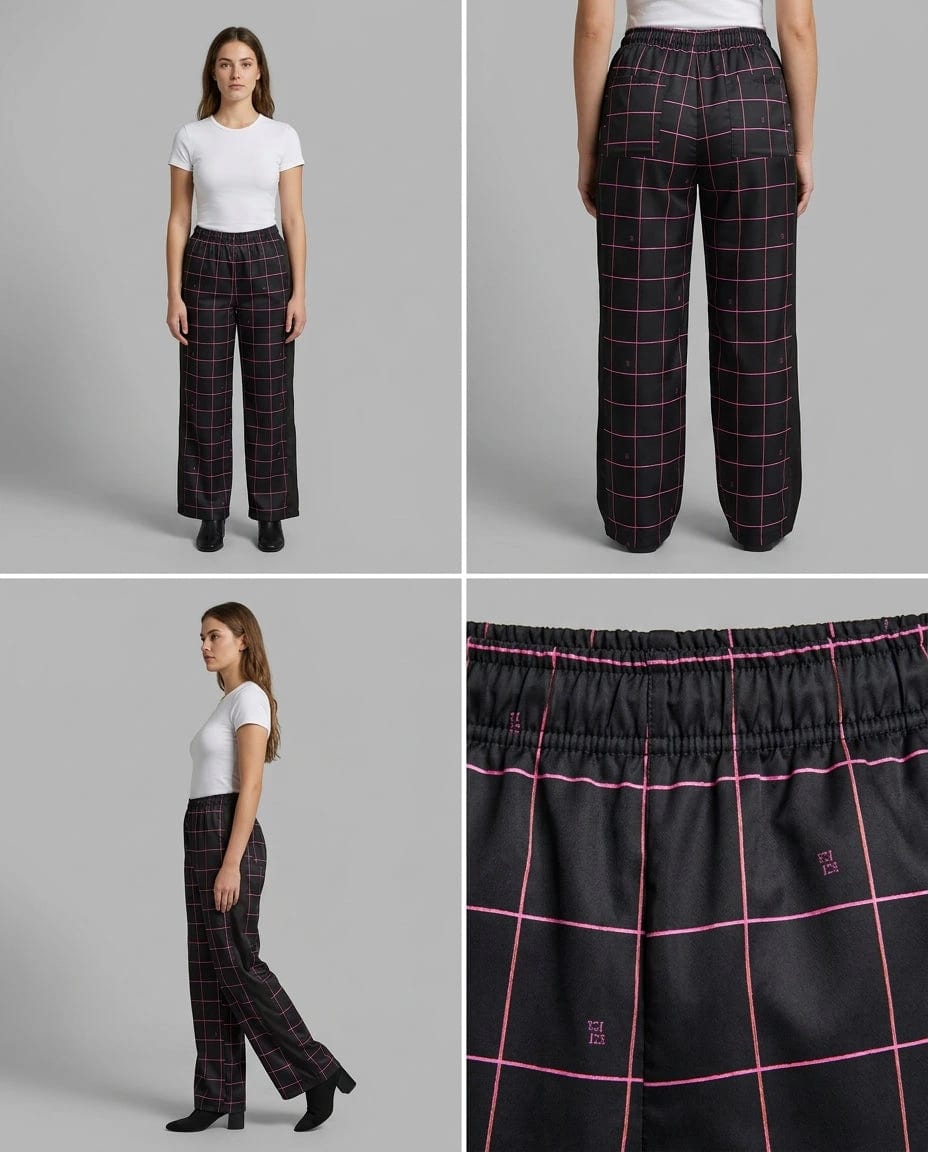Pantalón Negro Cuadricula - imagen 5