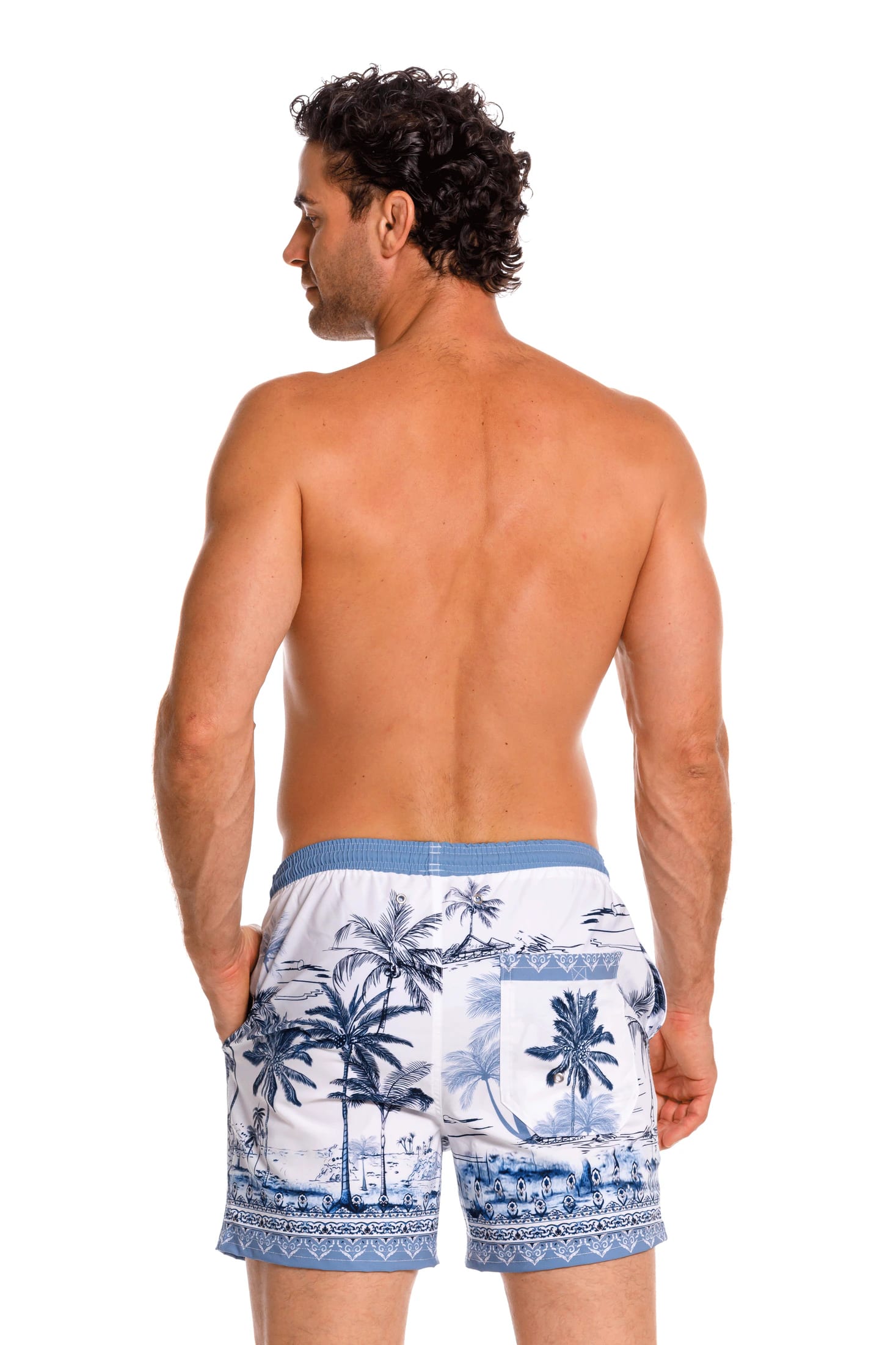 Pantaloneta Hombre Palmeras Azul - imagen 2