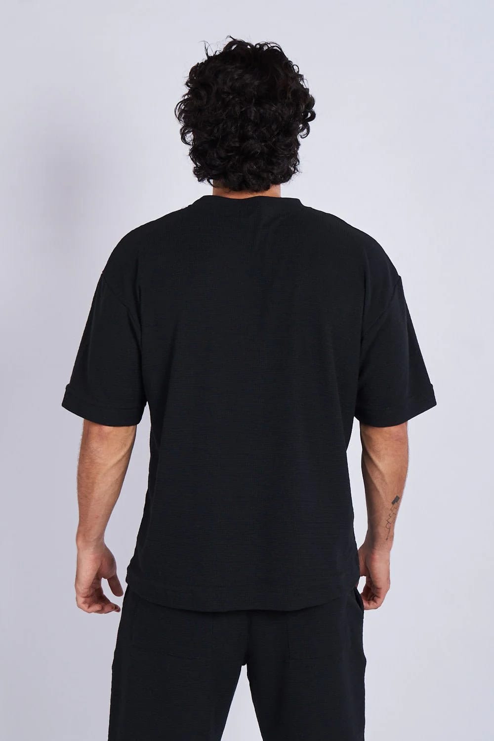 Camiseta oversize textura horizontal Negra - imagen 3