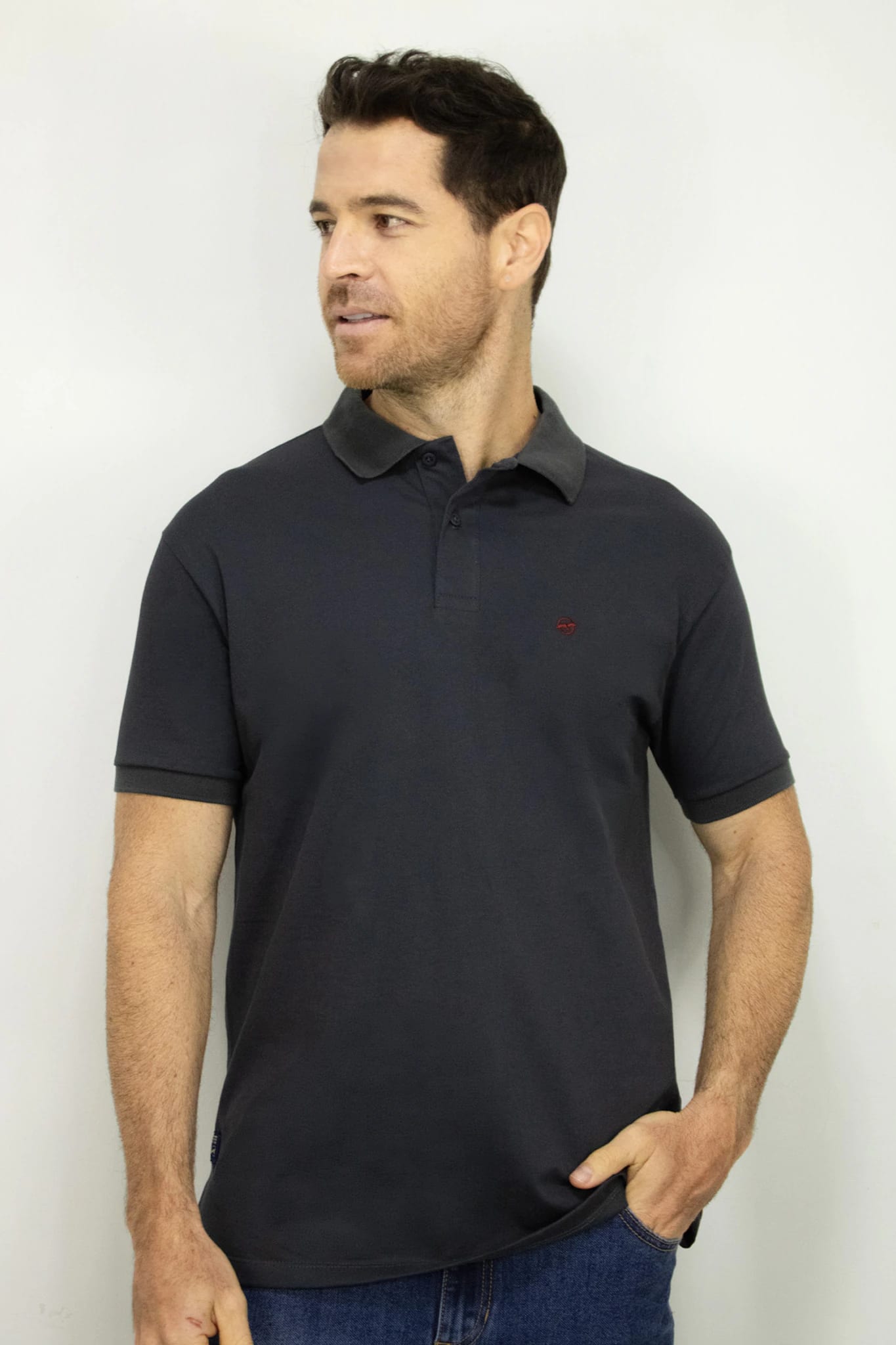 Camiseta Polo Manga Corta Gris Para Hombre - imagen 1