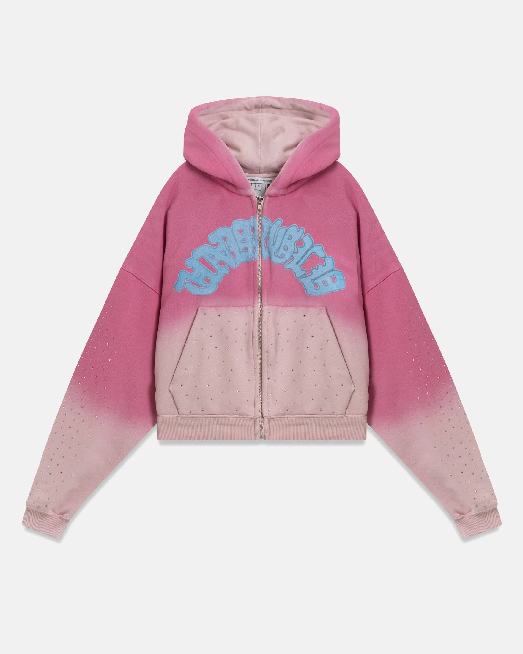 W Holy State UNDRGLD Zip Up Boxy Fit Hoodie Faded Pink - imagen 1