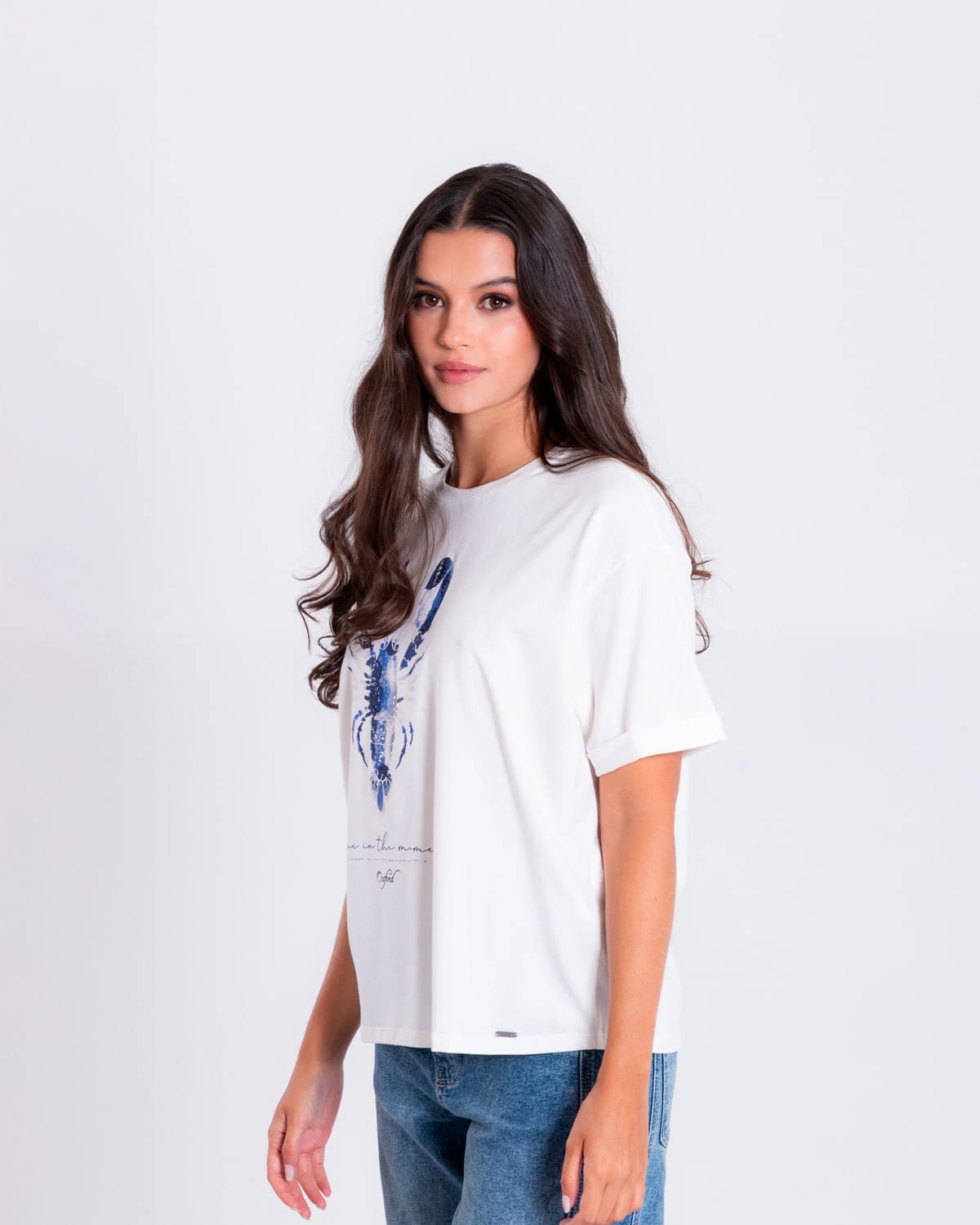 Camiseta blanca estampado frontal para mujer - imagen 2