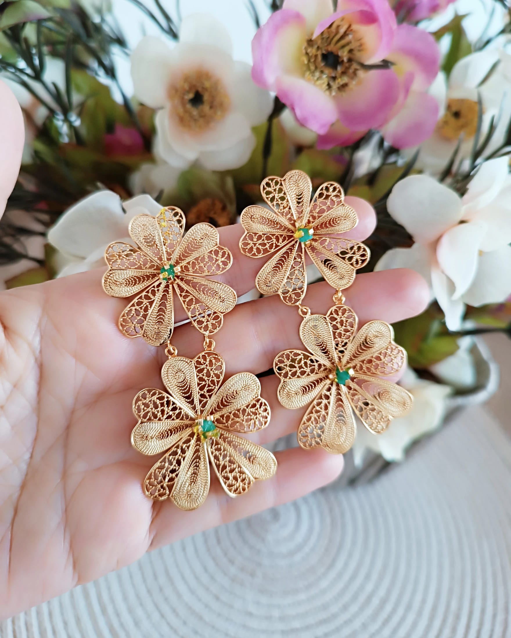 Aretes doble flor Chiara - imagen 6