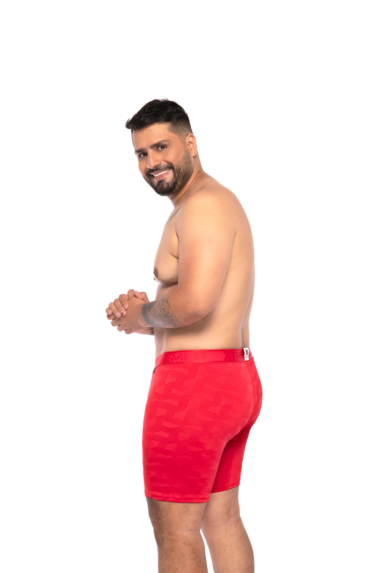 BOXER CLASICO EXTRAGRANDE MICROFIBRA JACQUARD BLOQUES ROJO - imagen 2