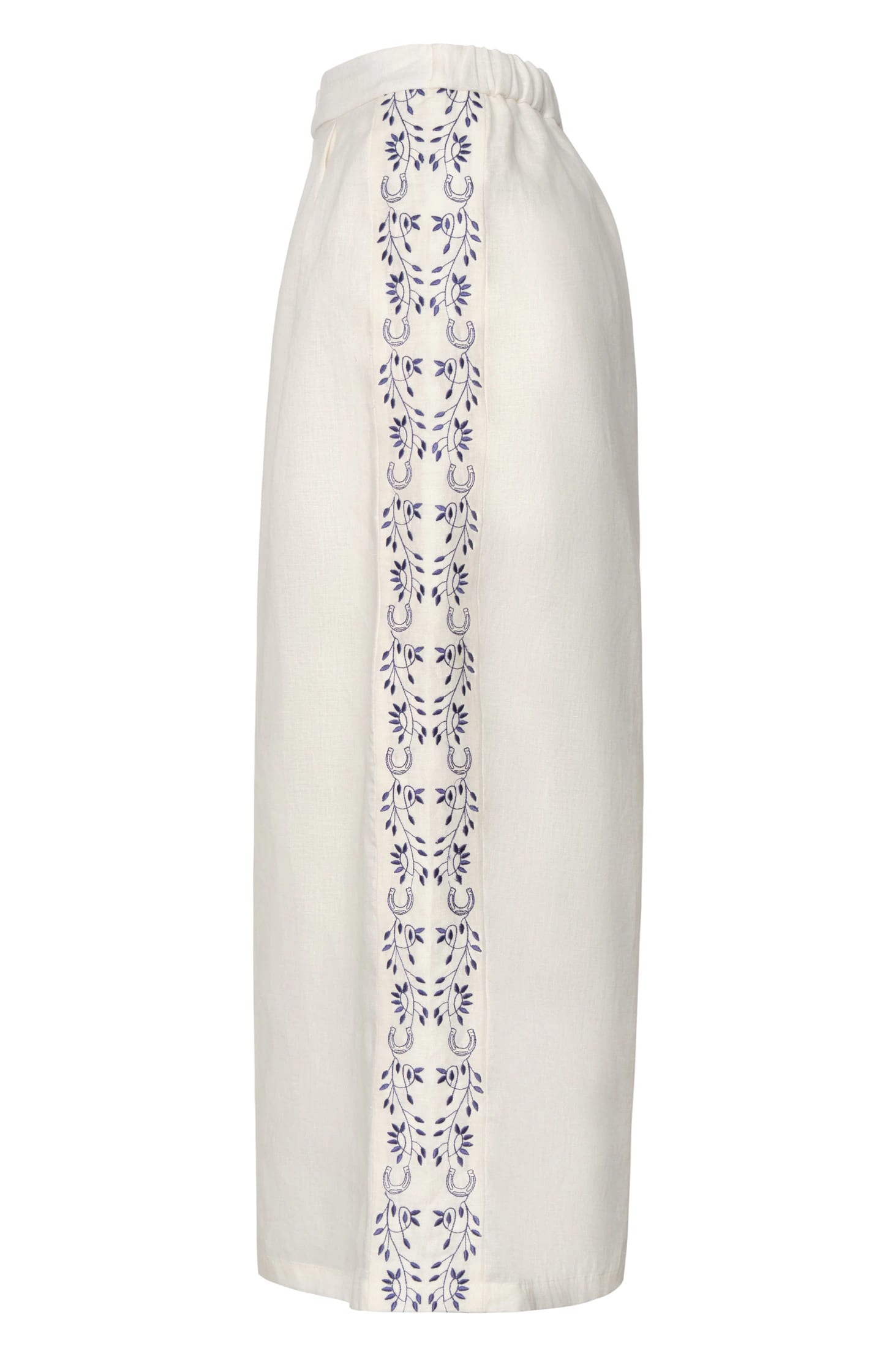 Jared Linen Capri Pants / Ivory Blue Horseshoes - imagen 3