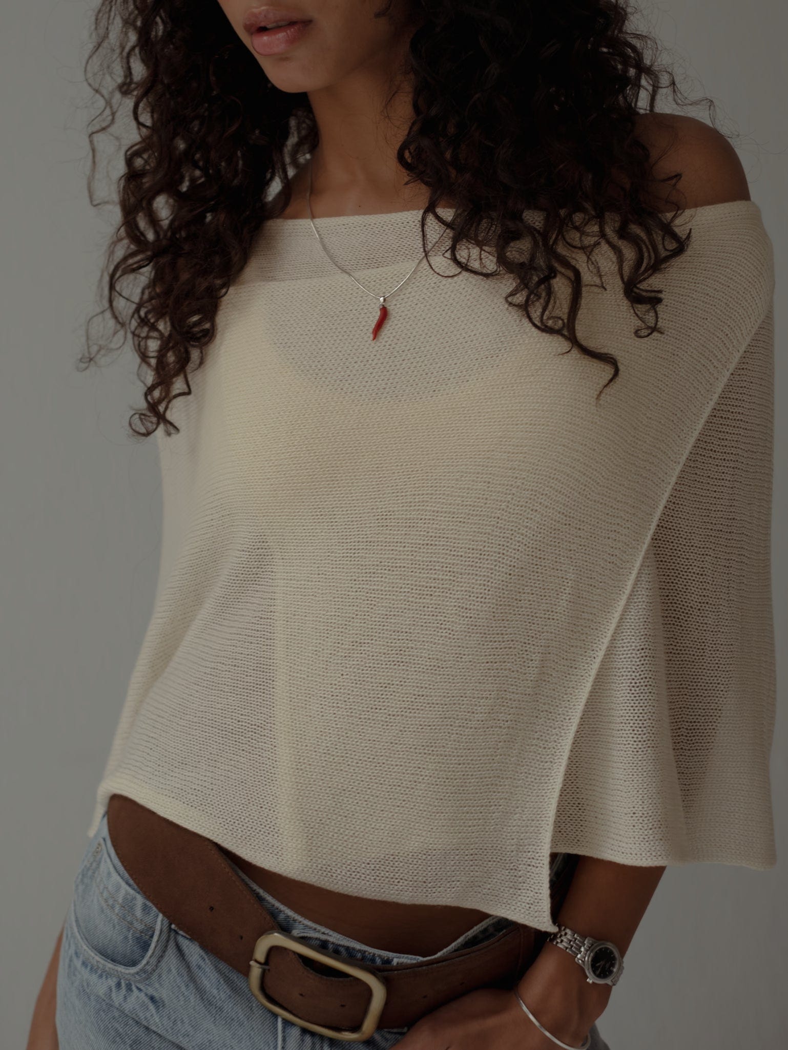 KNIT PONCHO - VANILLA - imagen 10