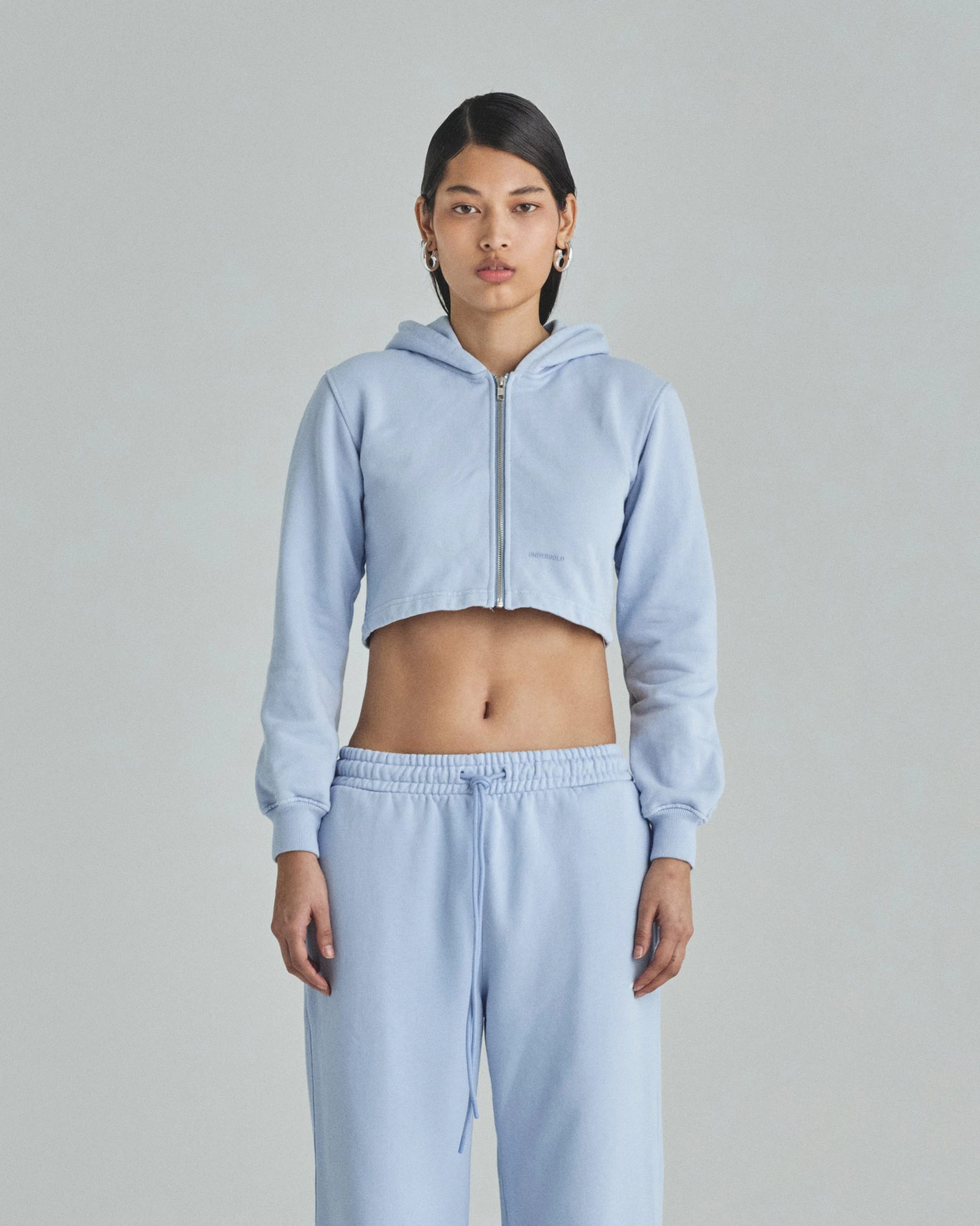 W Basics Undergold Zip Up Slim Fit Hoodie Light Blue - imagen 2