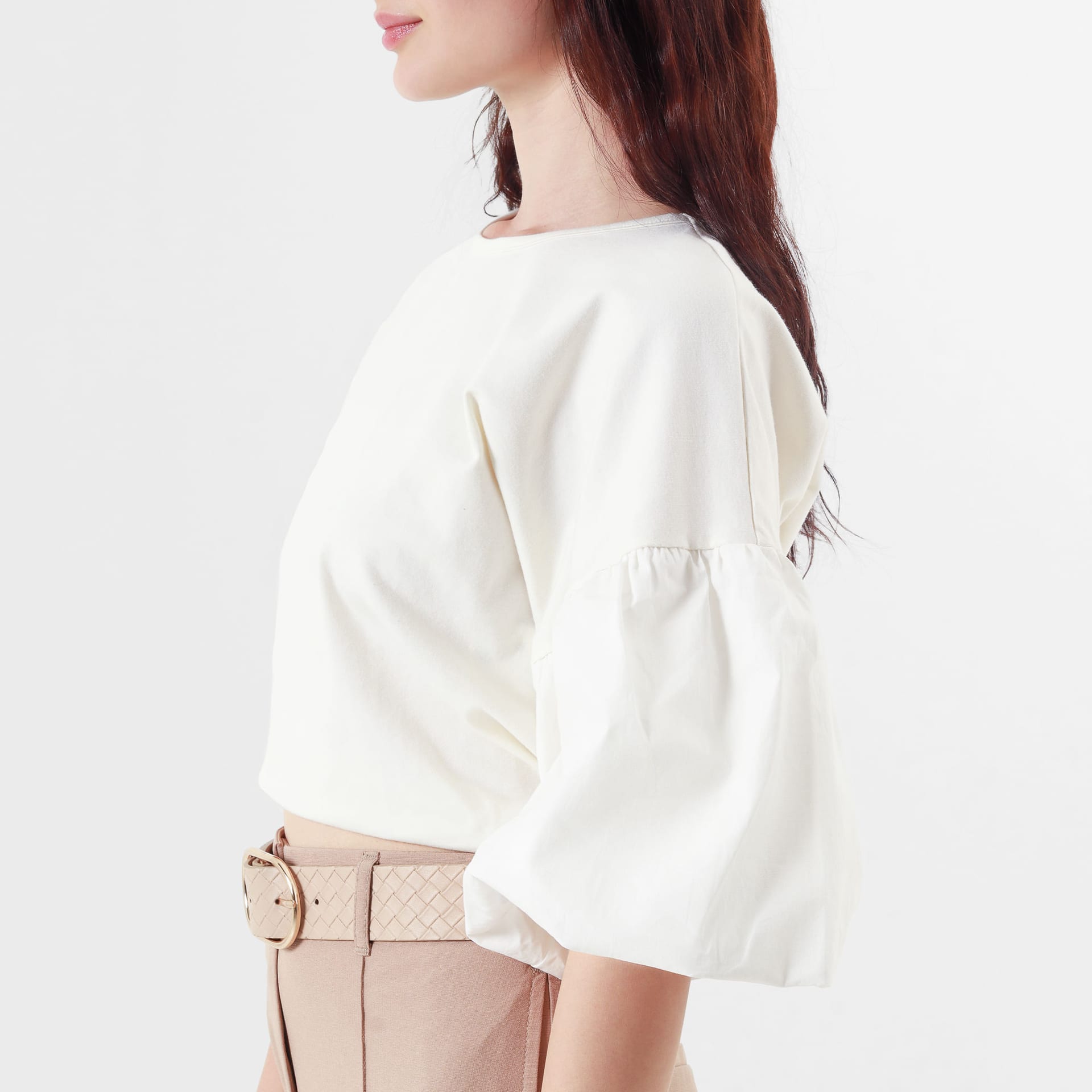 Camiseta crop ancha cuello redondo manga 3/4 para anudar en cintura - imagen 13