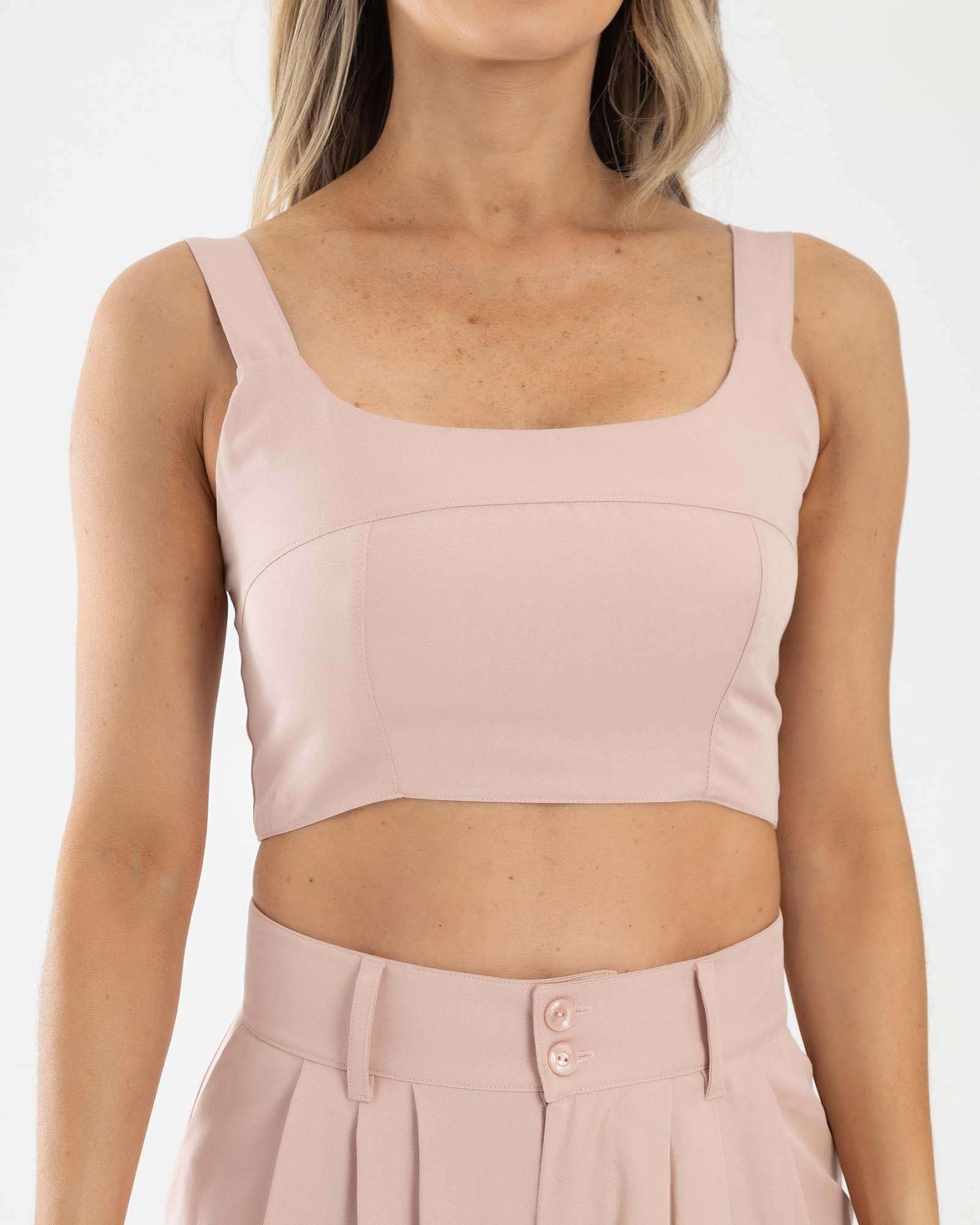 Blusa corta casual beige blush golden hour fiber - imagen 2