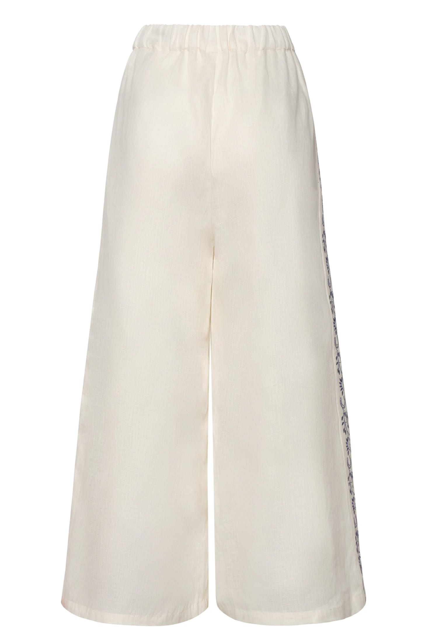 Jared Linen Capri Pants / Ivory Blue Horseshoes - imagen 4