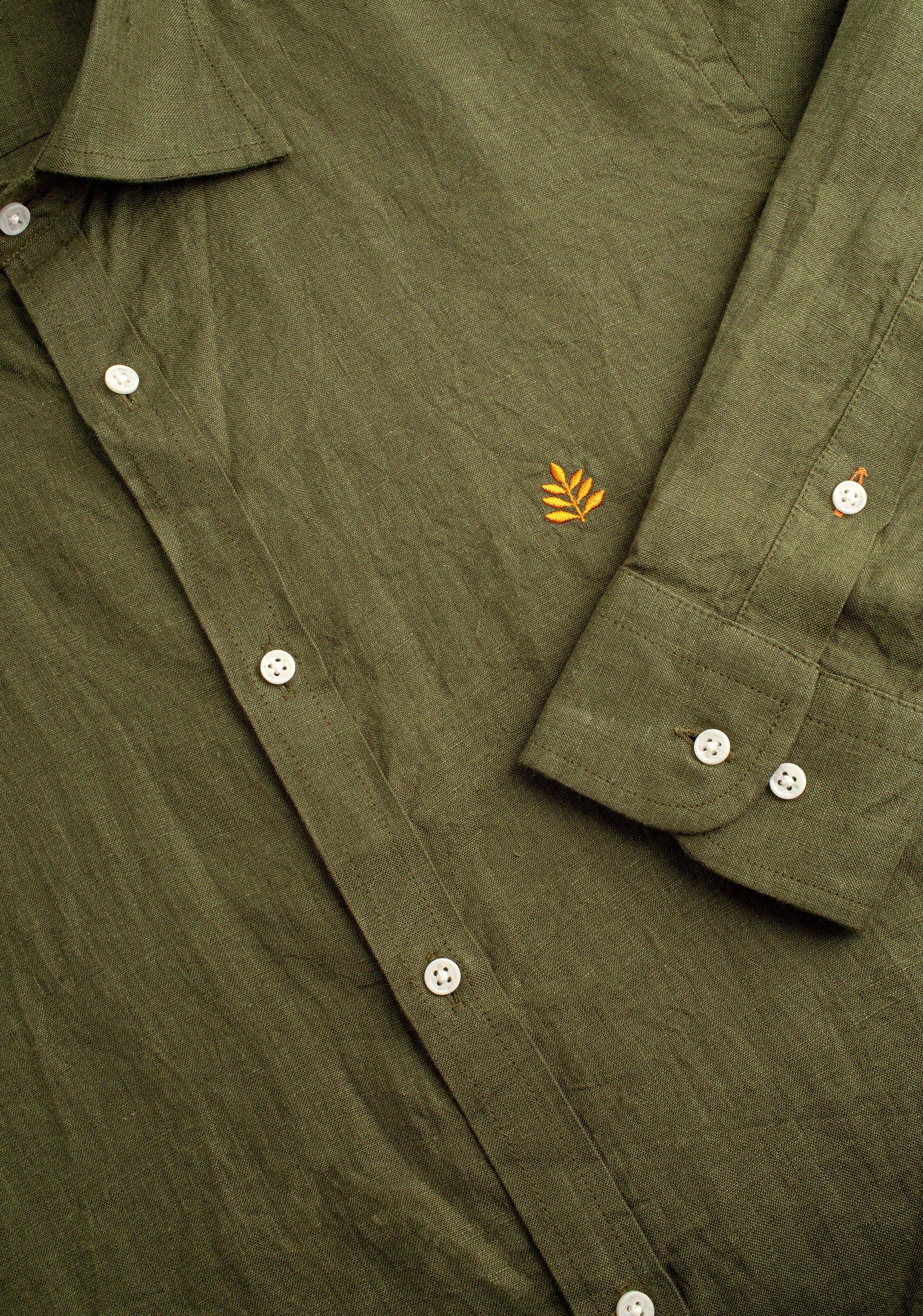 Camisa H CI Lino L-Ter Verde Olive - imagen 3