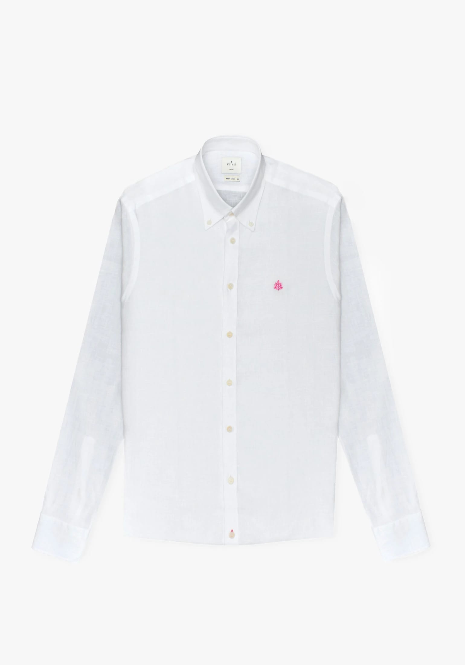 Camisa Lino Cuello Button Down Blanco - imagen 1