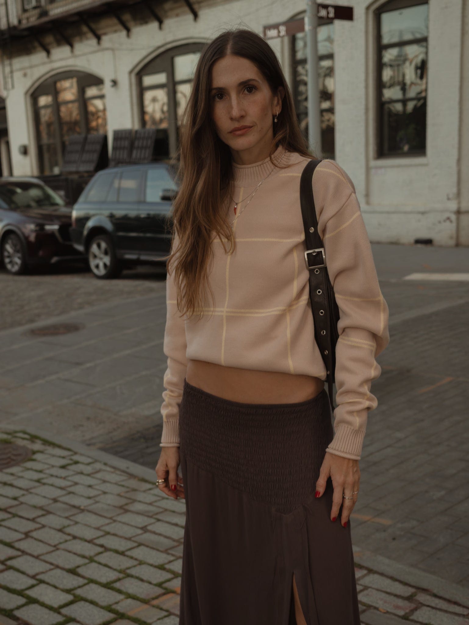 GRID SWEATER - NATURAL & CELESTIAL YELLOW - imagen 2