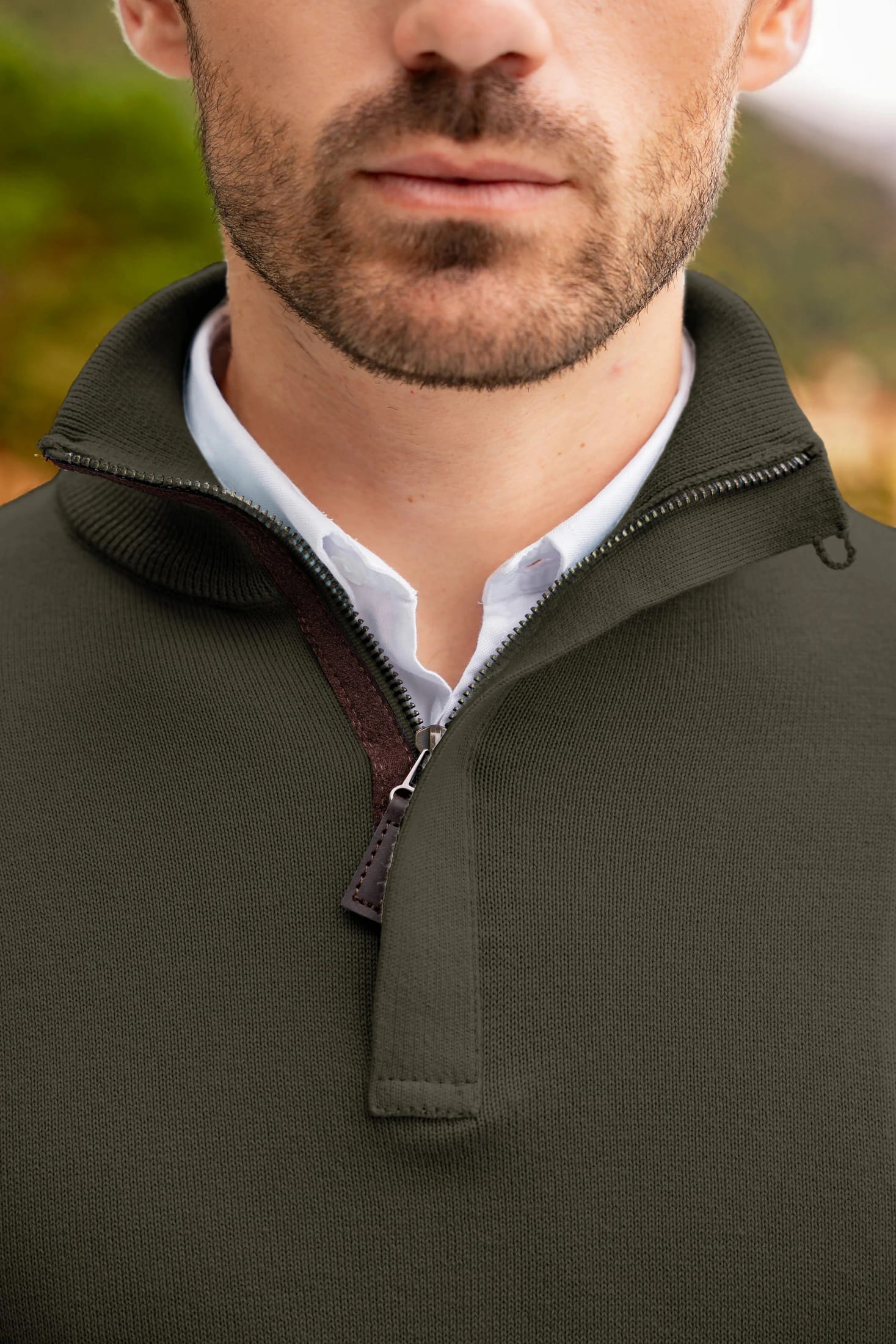 Suéter Halfzip Tesino Leggero Hombre Verde Militar - imagen 2