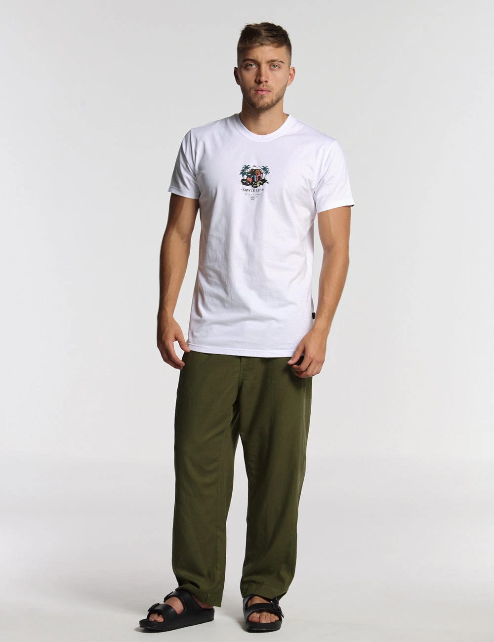 Camiseta regular fit  Simple life blanca - imagen 5