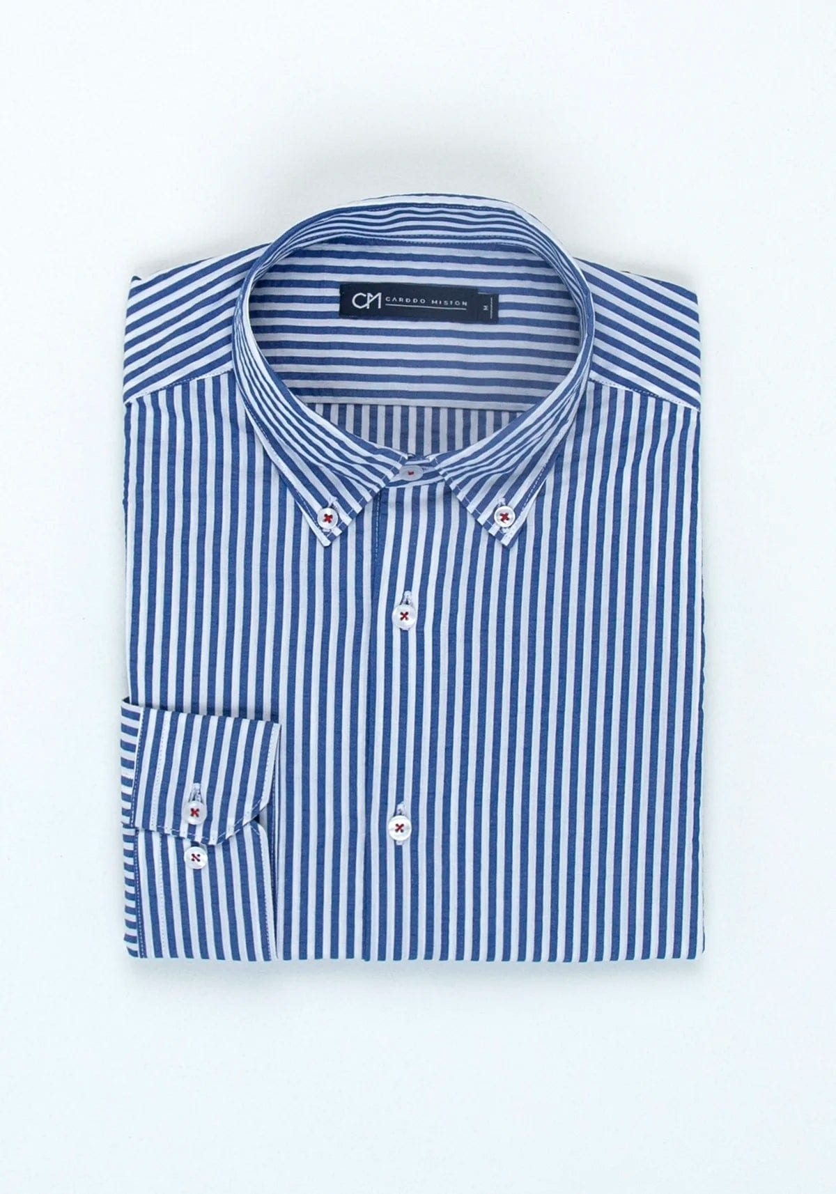 Camisa Seersucker Raya Candela Algodón Azul Medio - imagen 5