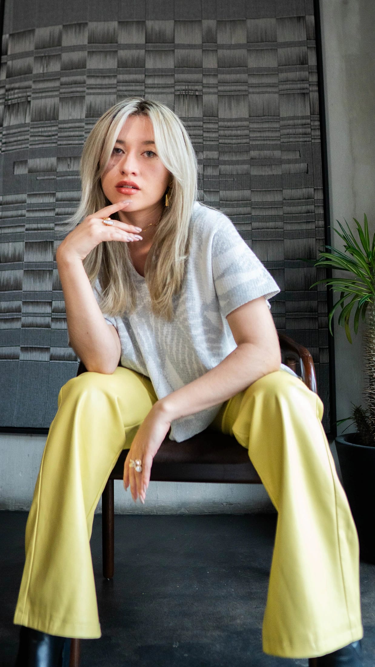 Blusa Palmas - gris claro y crudo - imagen 3