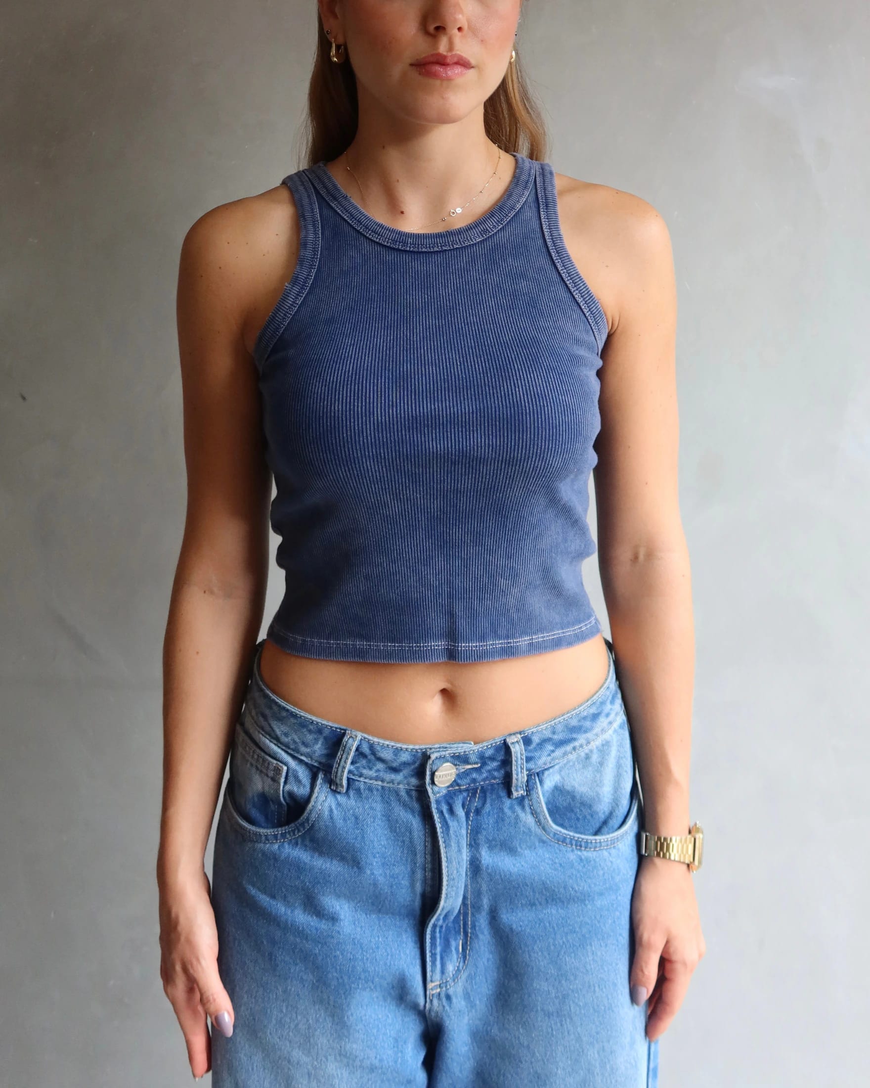 TANK TOP WASHED AZUL - imagen 1