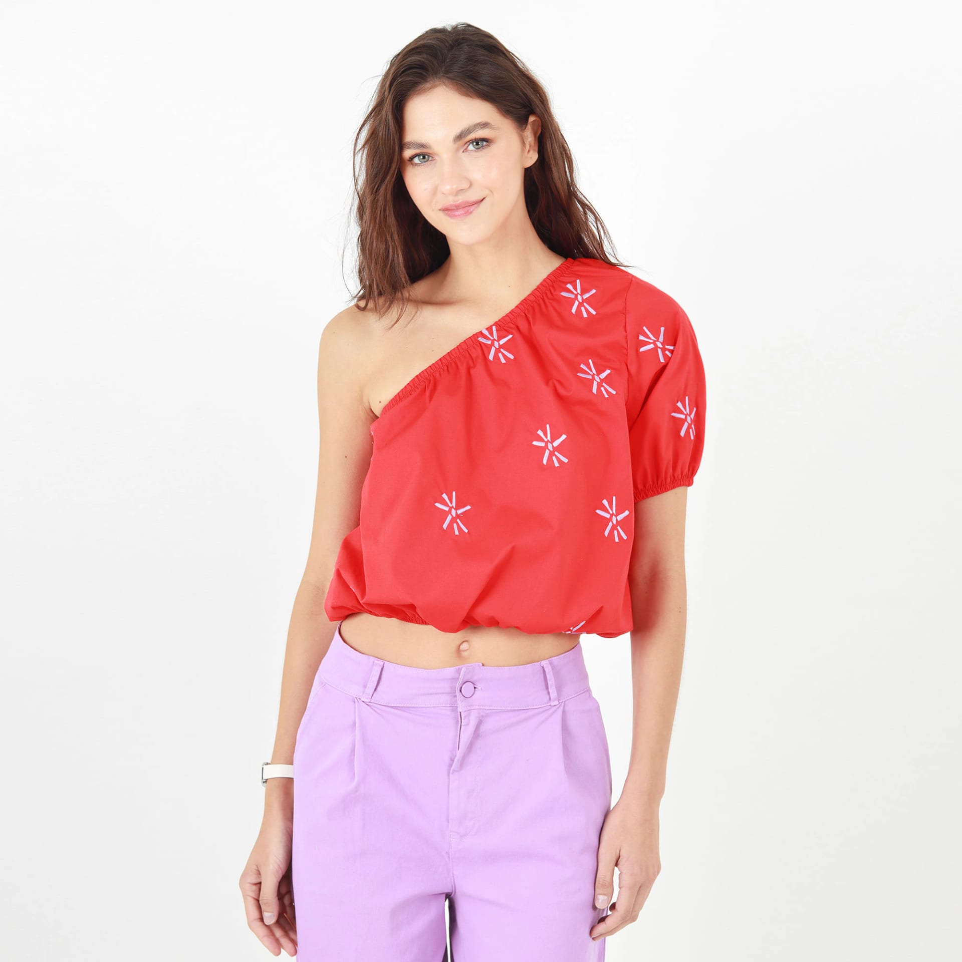 Blusa Cuello Asimetrico Manga Corta - imagen 5
