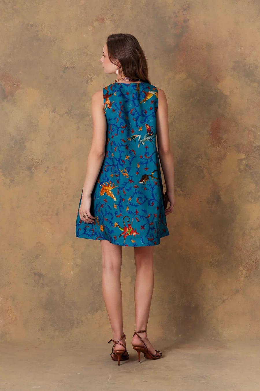 Women's dress linen delphos teal - imagen 6