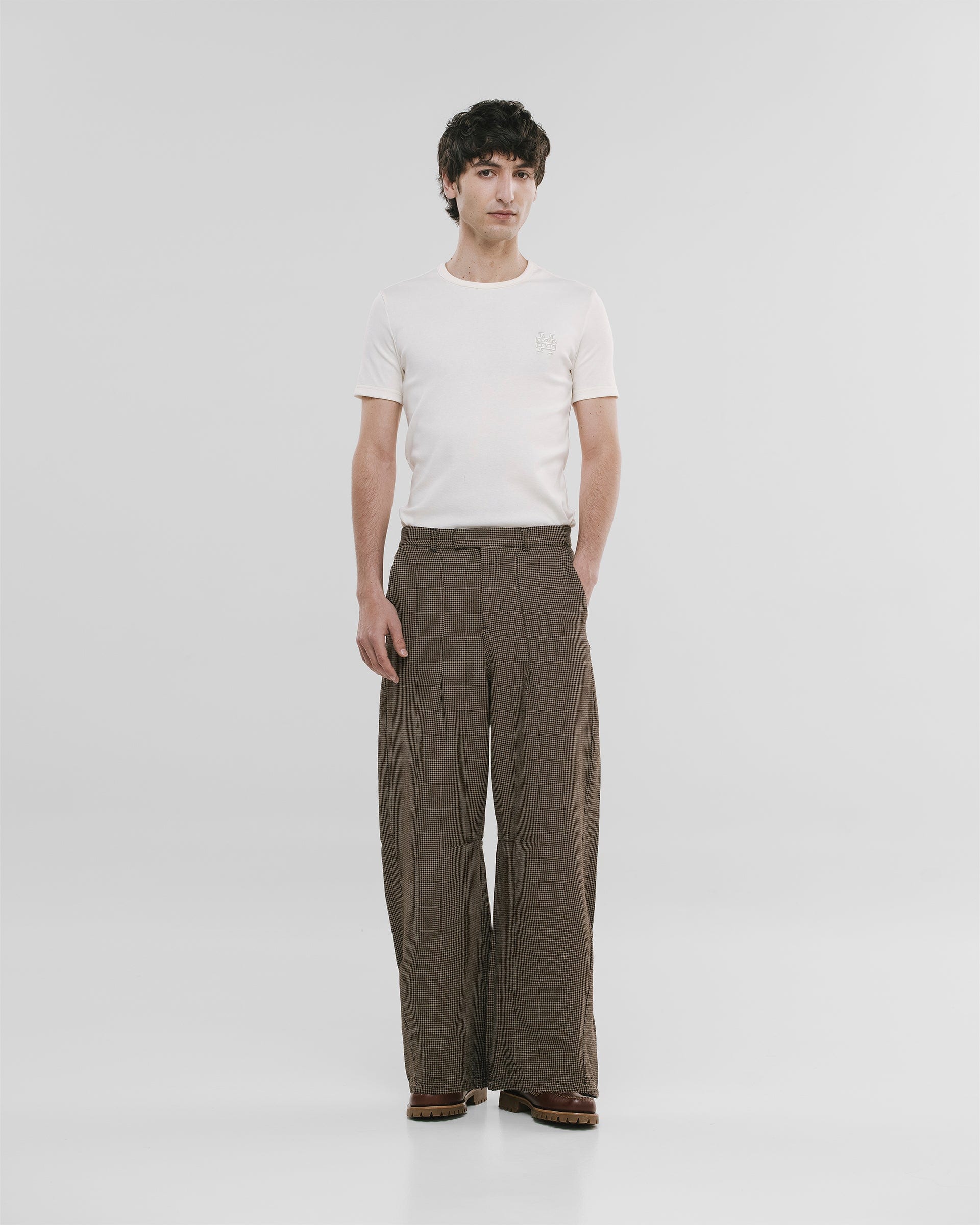 Barrel Fit Houndstooth Trousers - Café - imagen 2