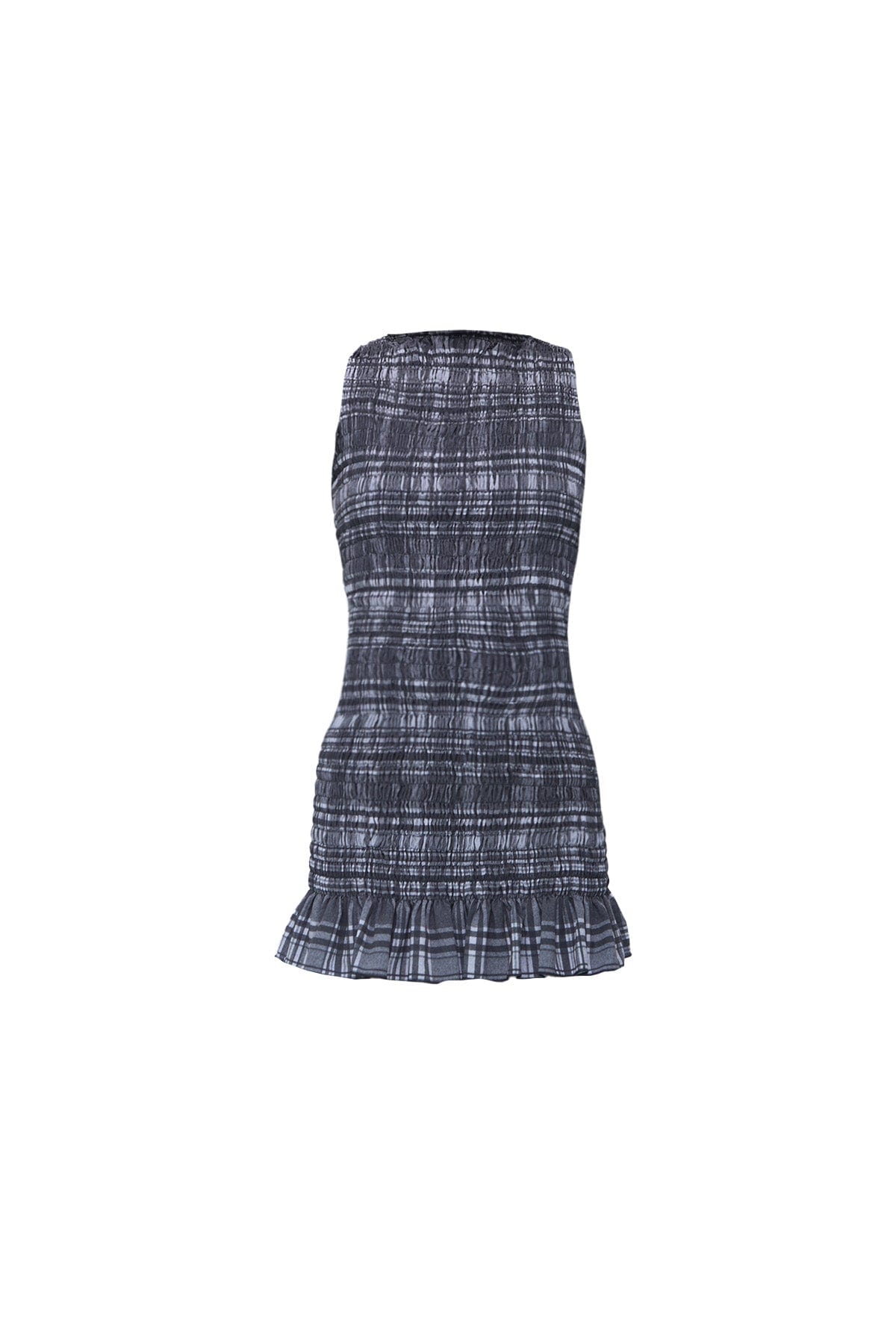 Ruched Mini Dress in Black Plaid - imagen 2