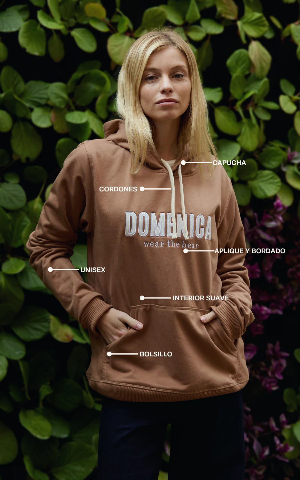 HOODIE DOMENICA ALMENDRA - UNISEX - imagen 4