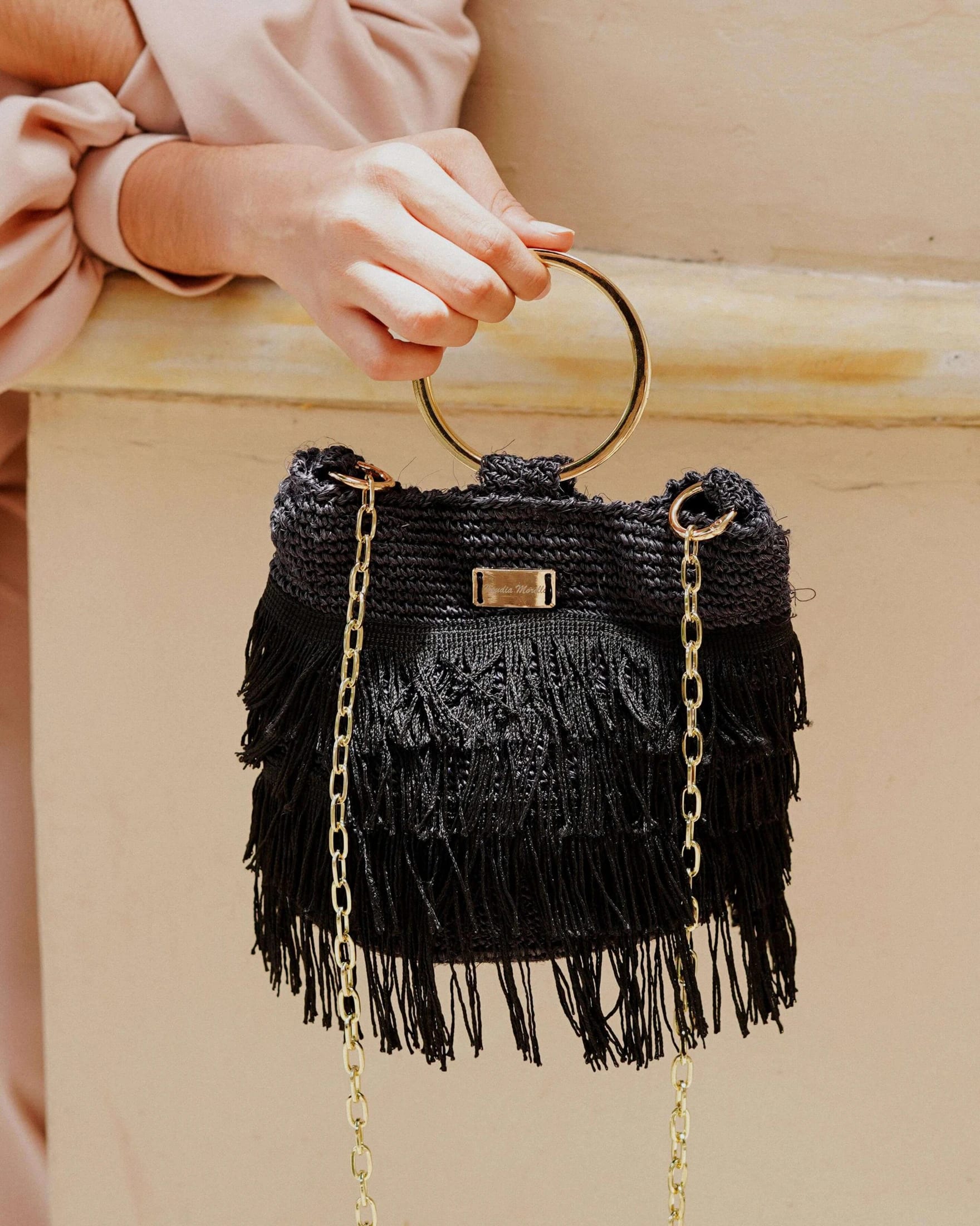 Bolso Orquidea Flecos – Negro - imagen 3