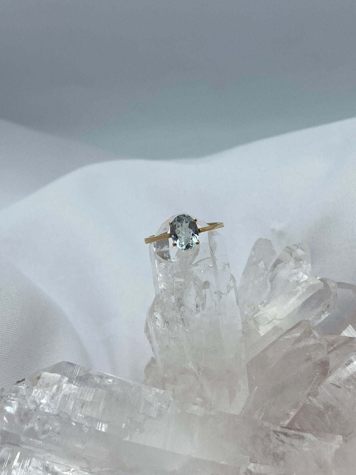 Anillo Aguamarina Óvalo Oro Amarillo 18 K - imagen 3