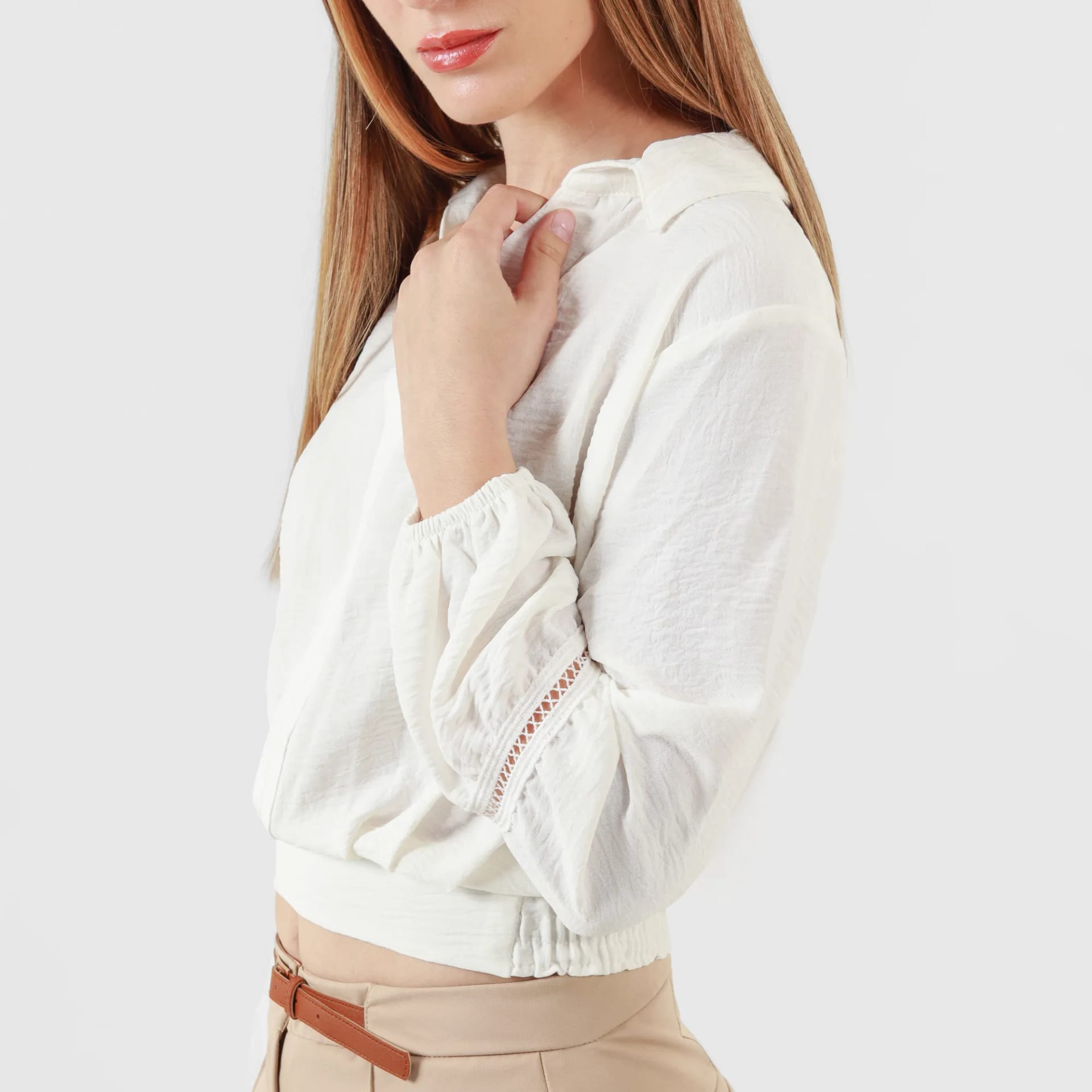 Blusa Cuello Camisero Manga Larga - imagen 2