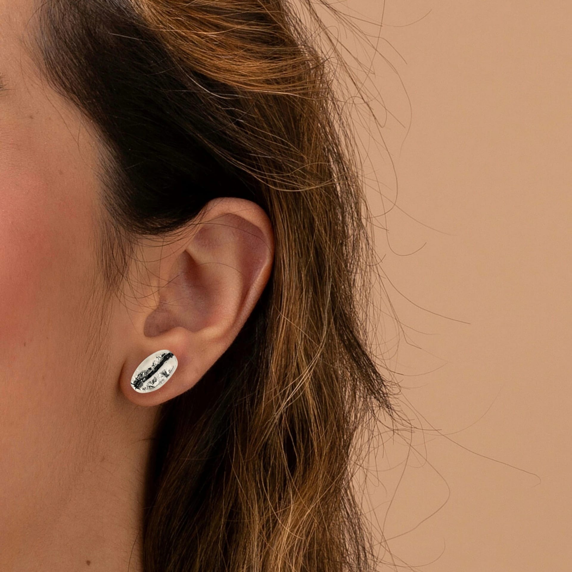 Aretes Café Gesha en plata envejecida - imagen 2