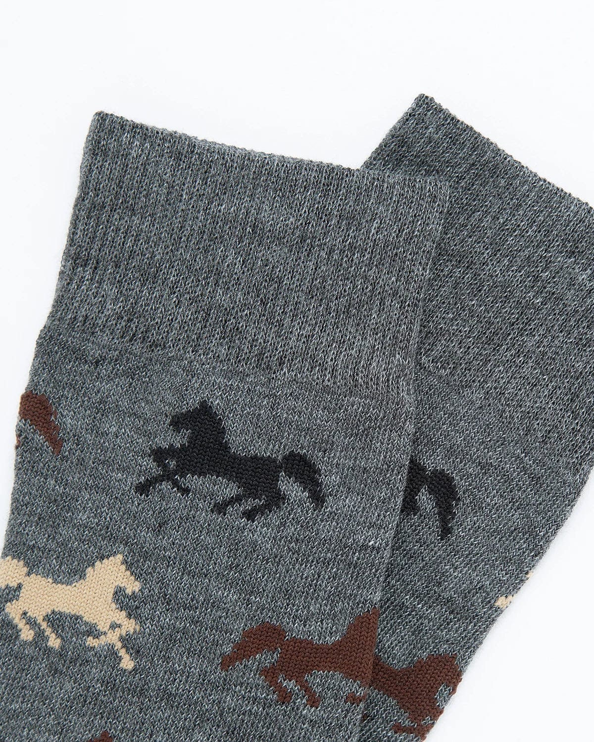 Medias Algodón Estampado Caballos - Fondo Gris - imagen 2