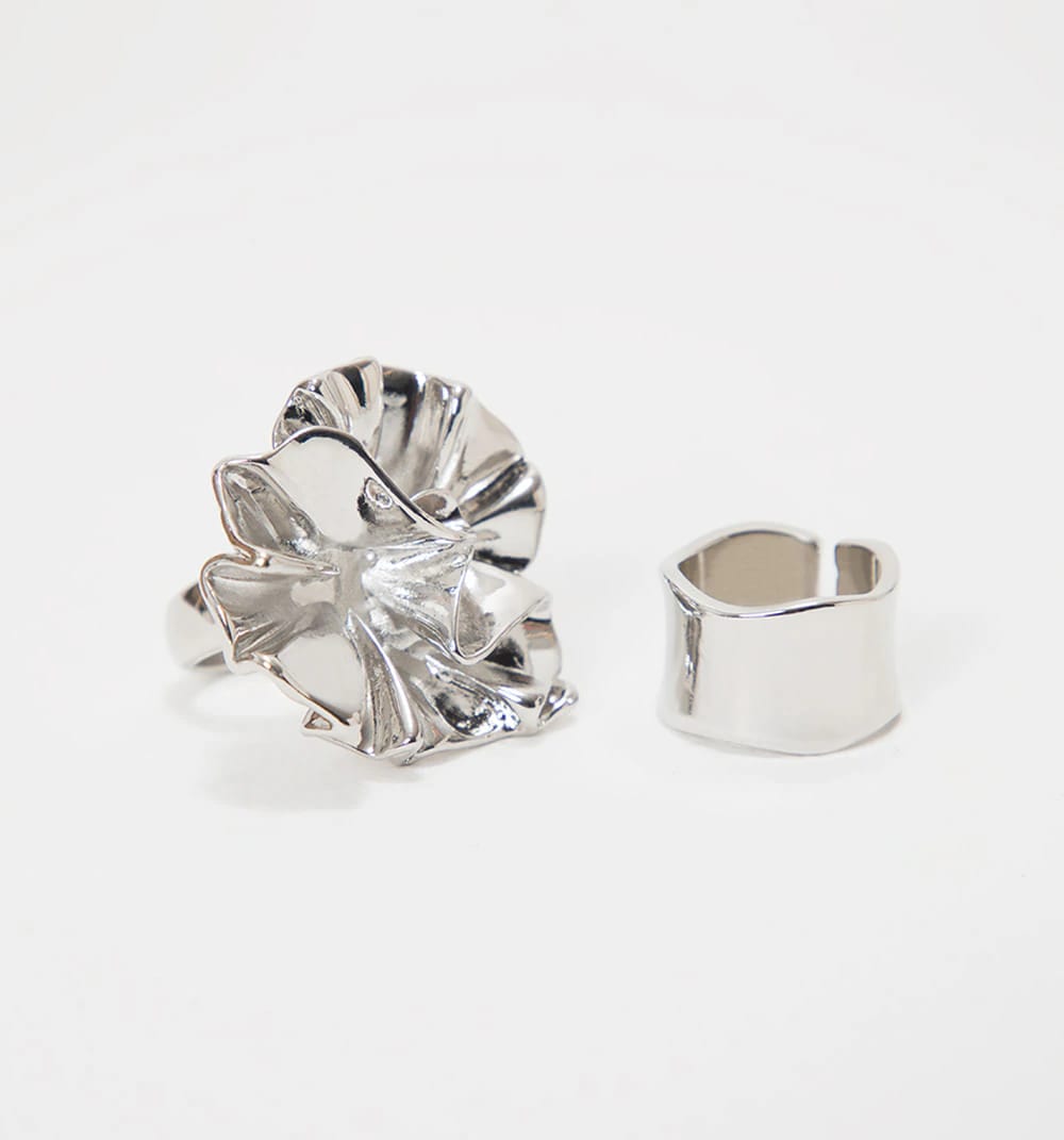 Anillo maxi flor y argolla set x2 - imagen 2