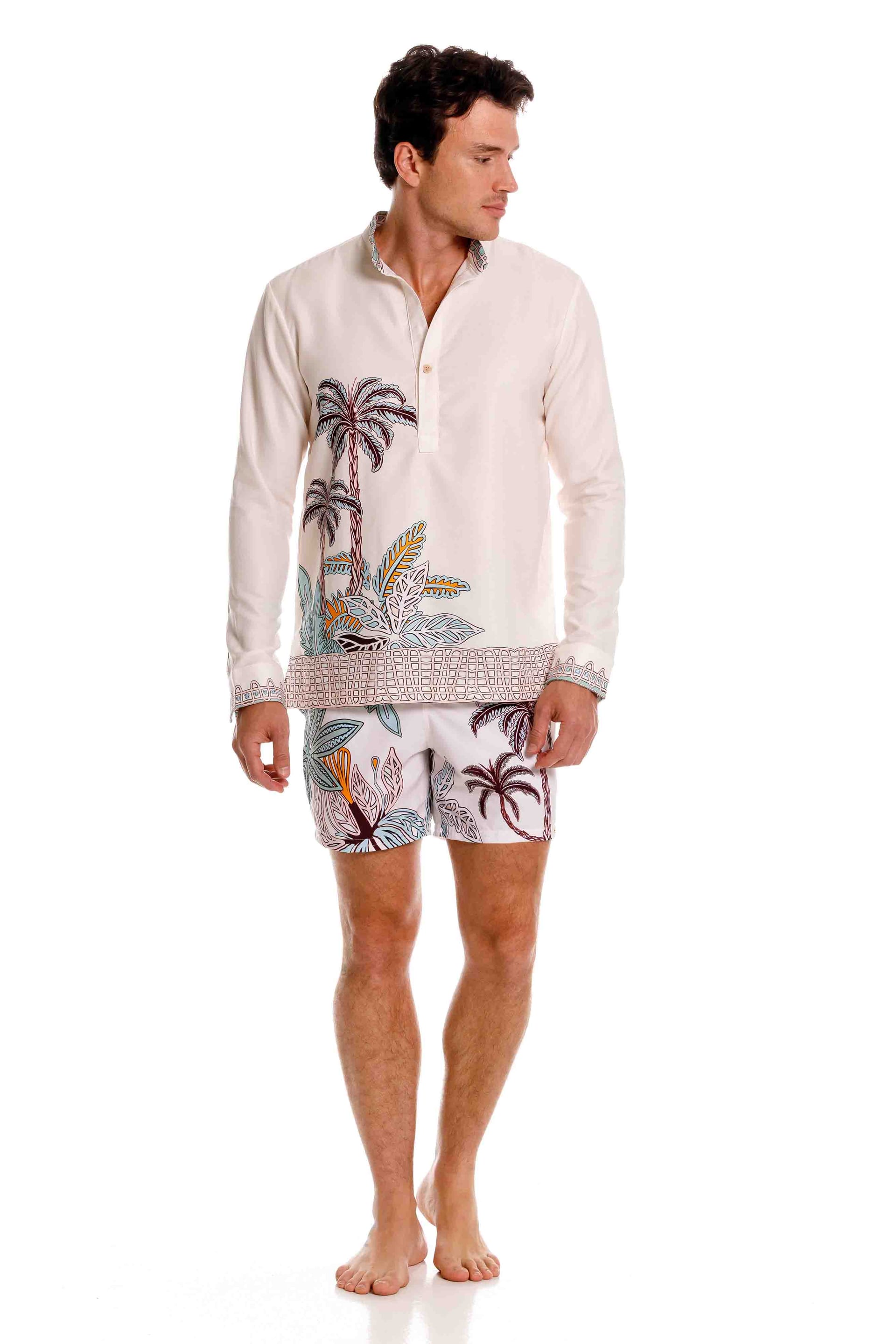 Camisa Nerú Hombre Maxipalms Beige - imagen 4
