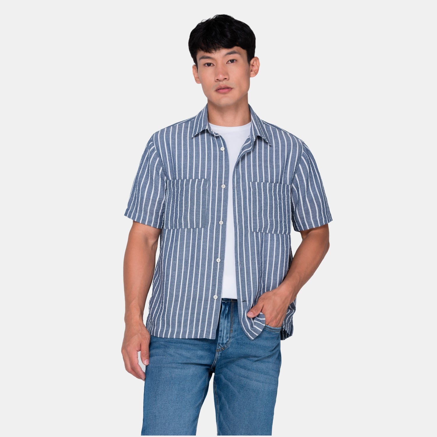 Vertical Stripes S/S Shirt Light Blue - imagen 2