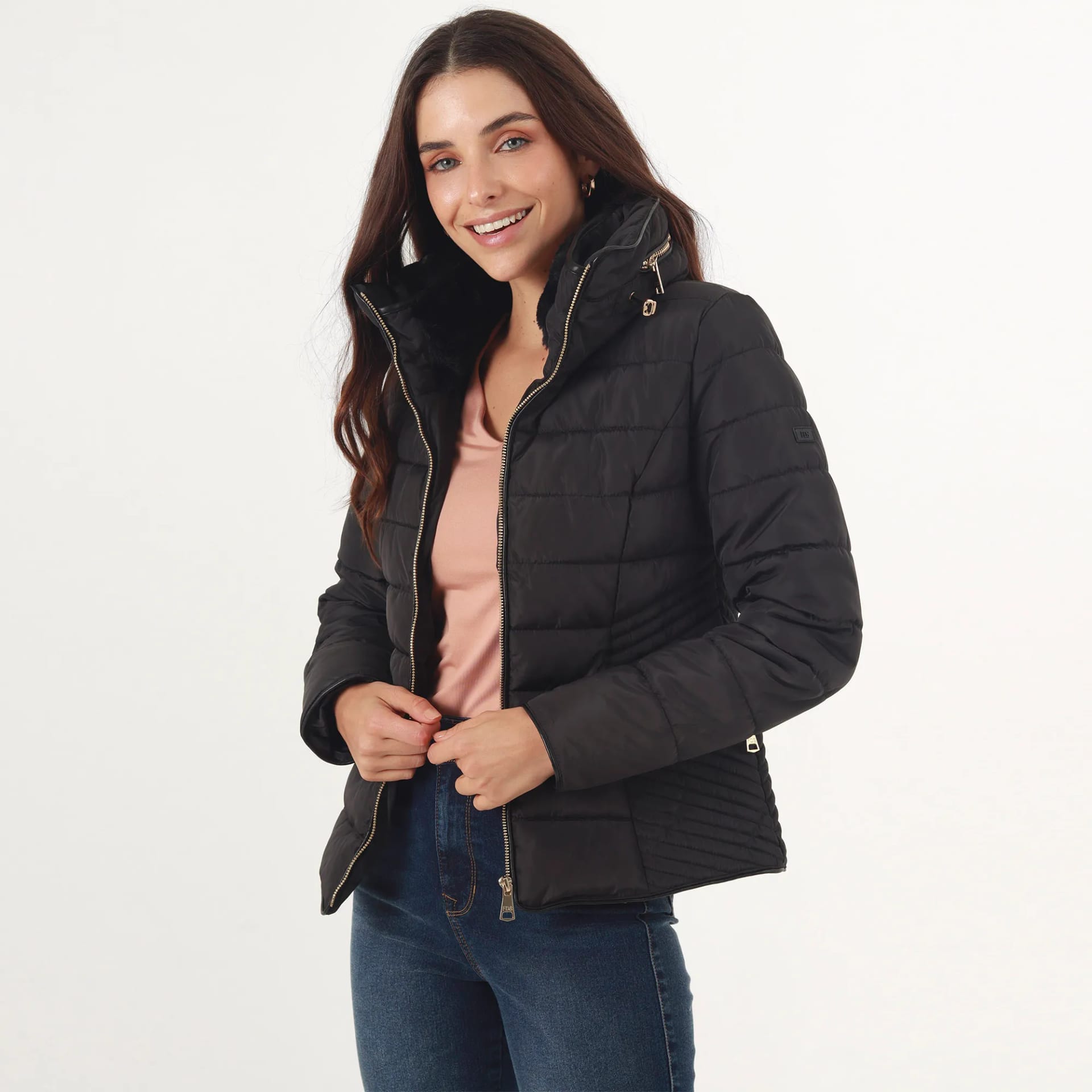 Chaqueta acolchada cuello alto con capucha interna - imagen 2