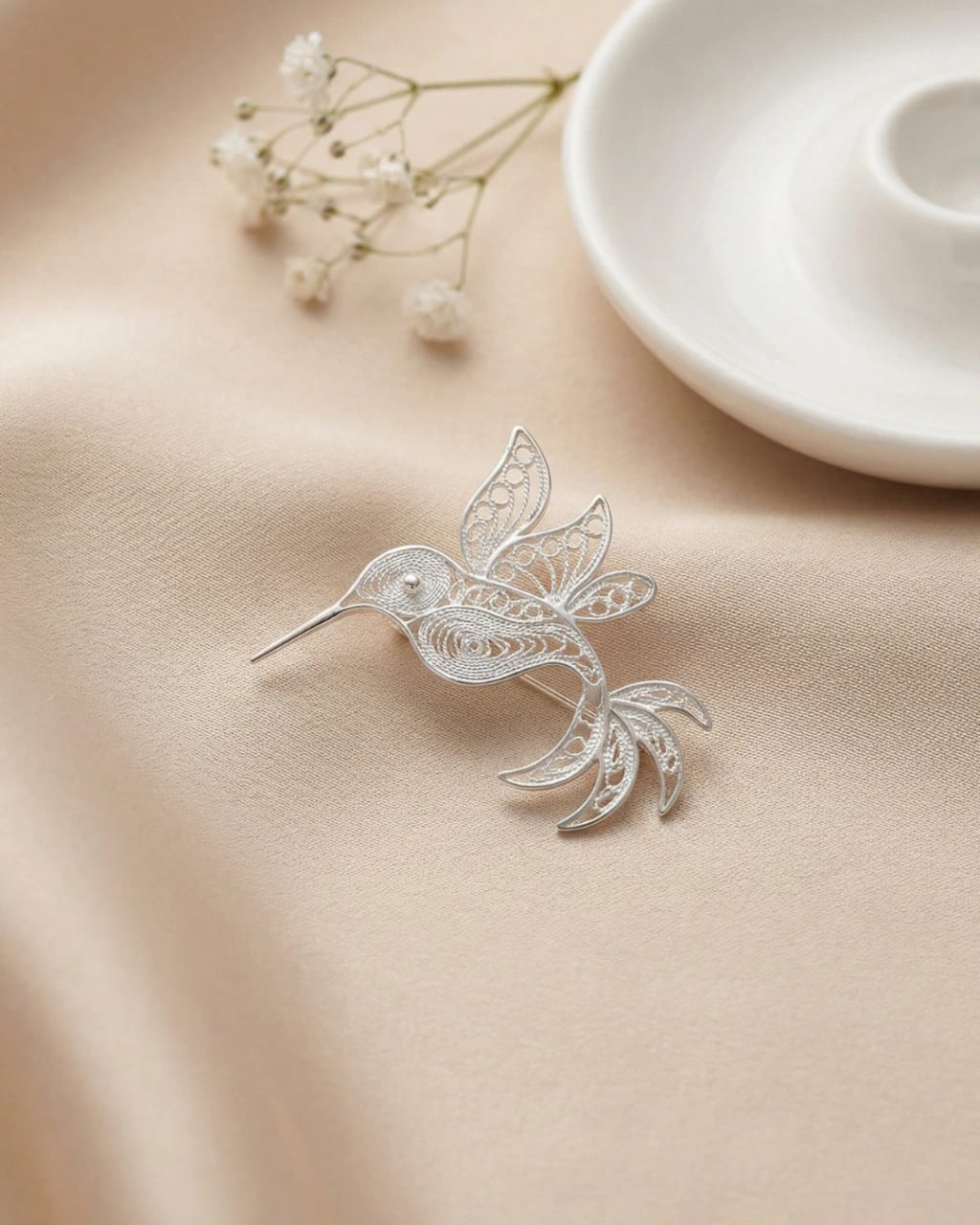 Prendedor Colibri Plata ley 950 Filigrana - imagen 2