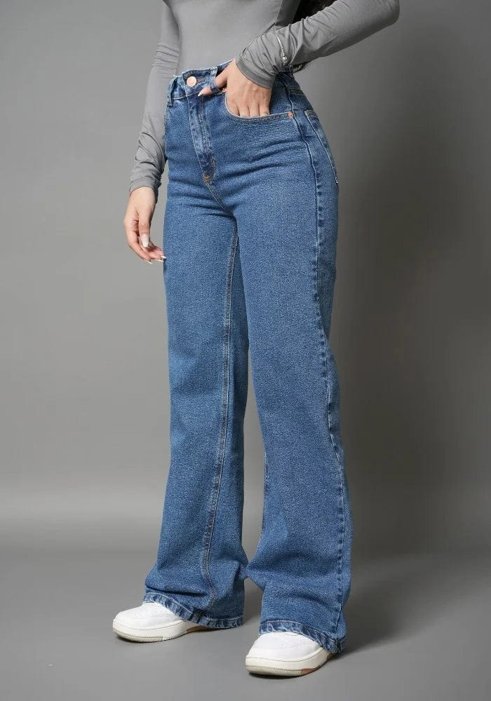 Jean Wide Leg para Mujer Confort con Lycra Azul Medio Thunder Jeans - imagen 1