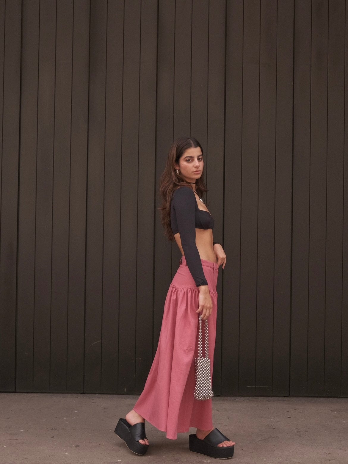 SAND STRIPE SKIRT (CHERRY) - imagen 5