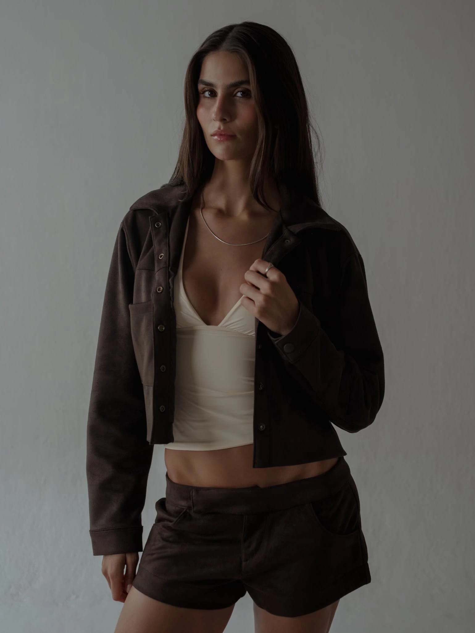 SUEDE BOXY JACKET - ESPRESSO - imagen 7