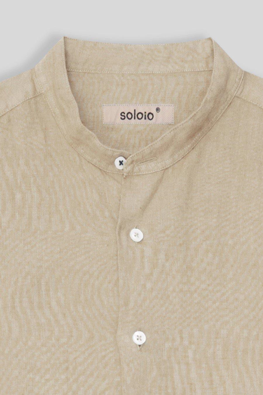 men’s linen shirt mao beige basic - imagen 4