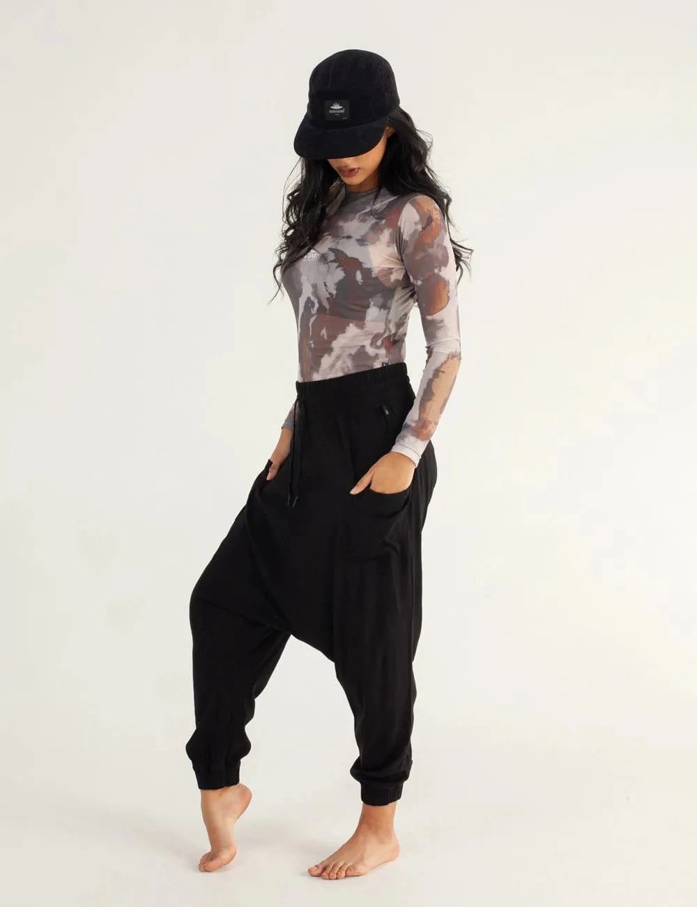 Crop Top Largo Mesh Manga Larga Butterfly verde militar Mujer - imagen 2