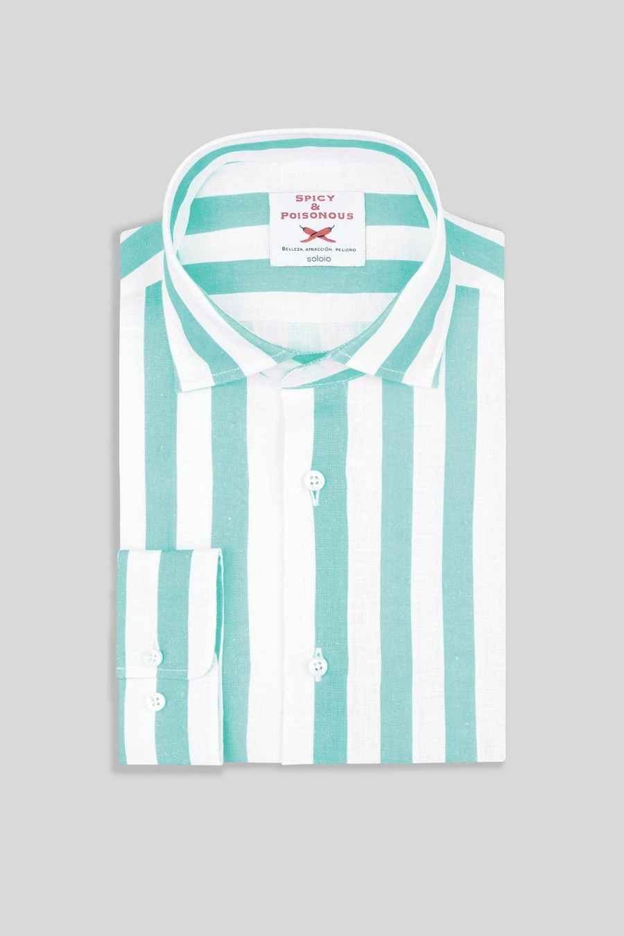 Men's linen shirt sky striped - imagen 6