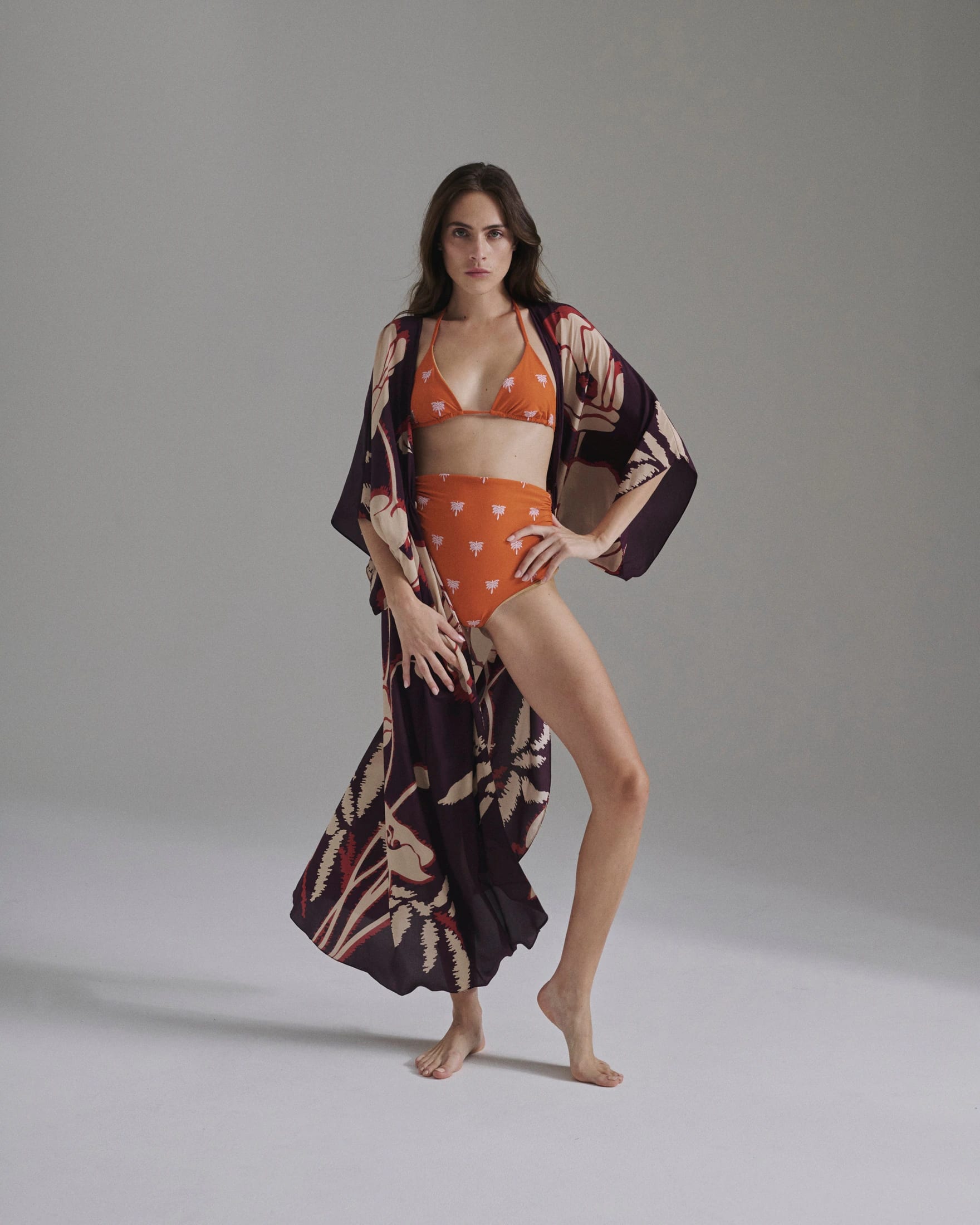 Victoria Embroidered Bottom / Orange Lilac Polka Palms - imagen 3