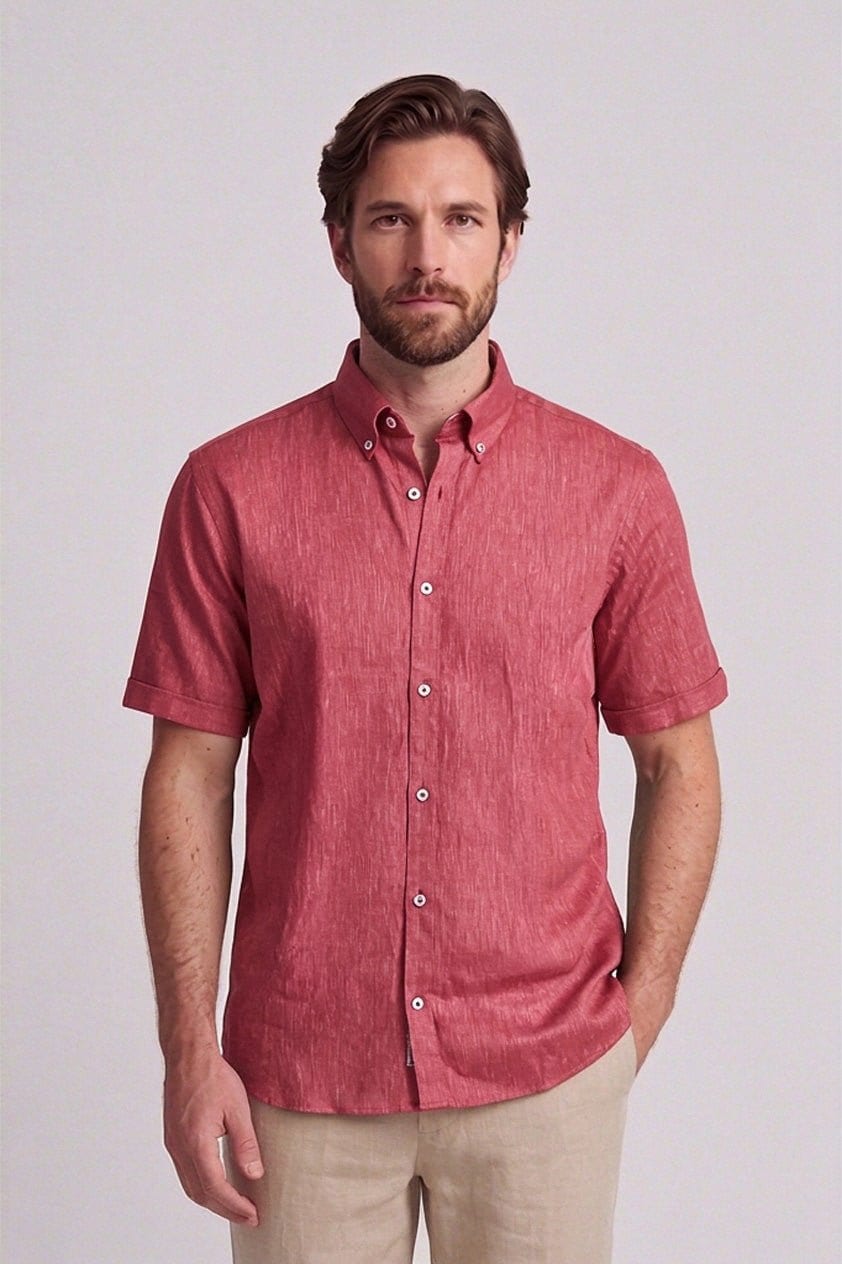 Camisa en lino manga corta para hombre Jon Sonen 017225036 - imagen 5