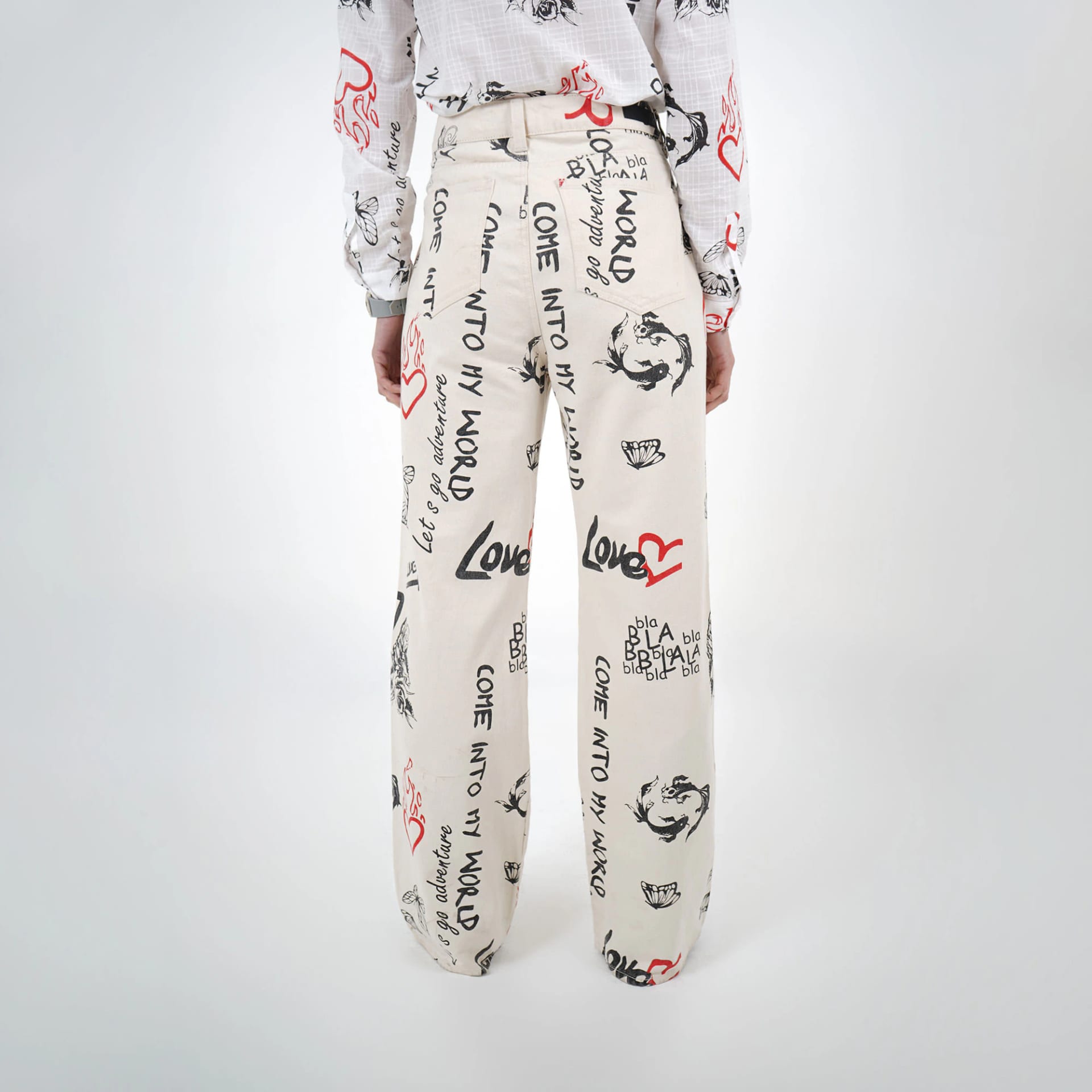 Pantalón estampado textos bota recta - imagen 12