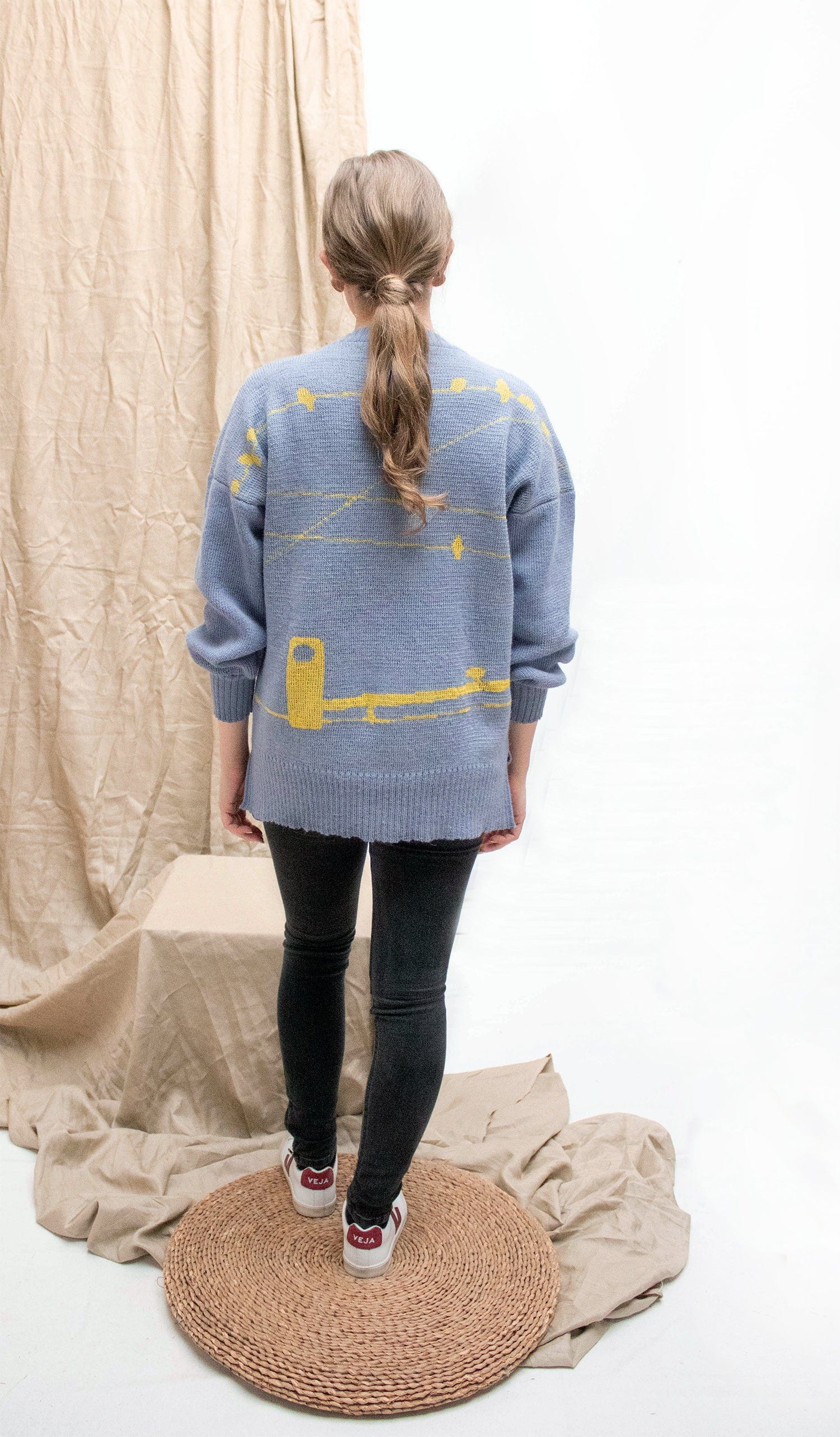 Suéter Pajaritos Alpaca - celeste y amarillo - imagen 3
